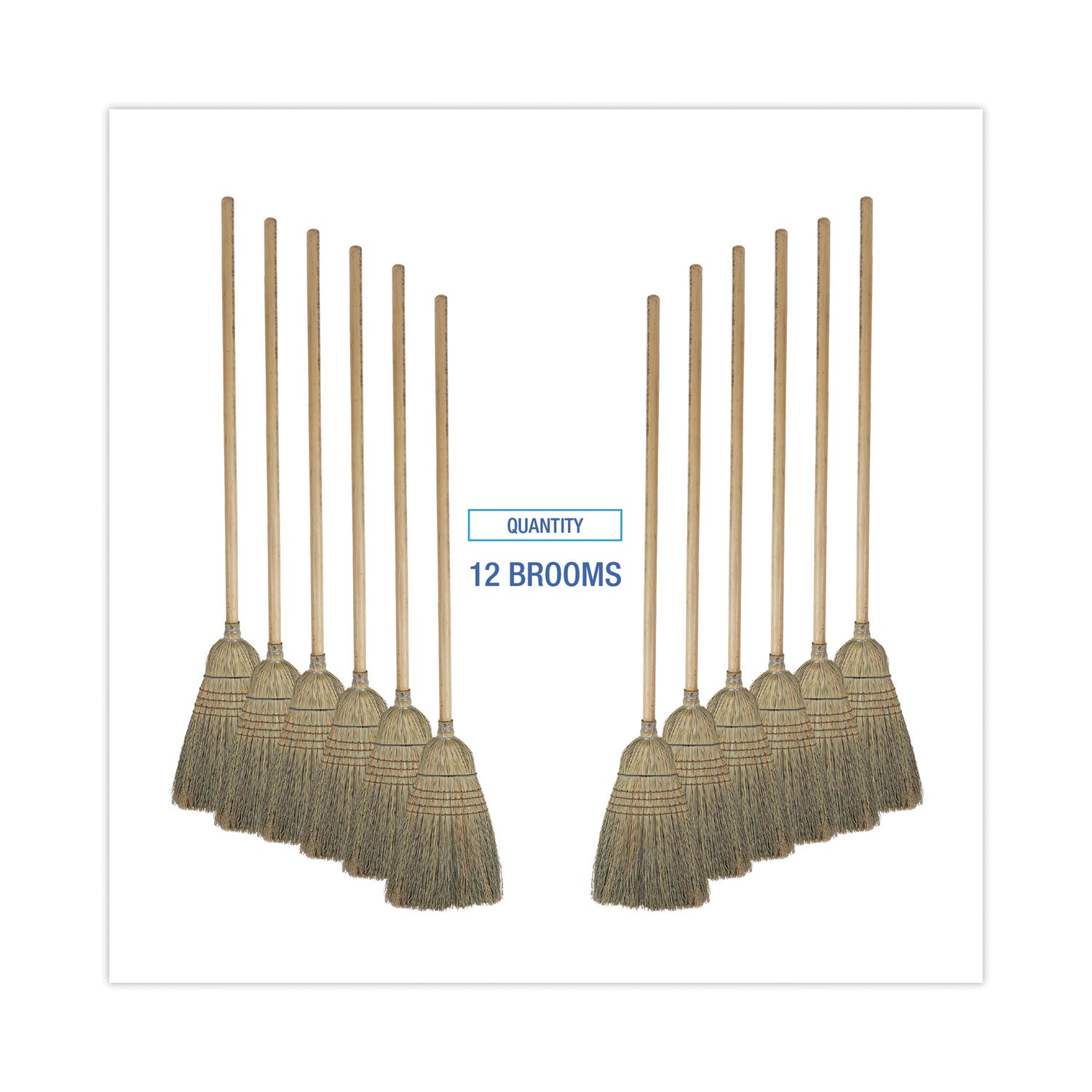 Boardwalk® Warehouse Broom, Corn Fiber Bristles, 56" Overall Length, Natural, 12/carton