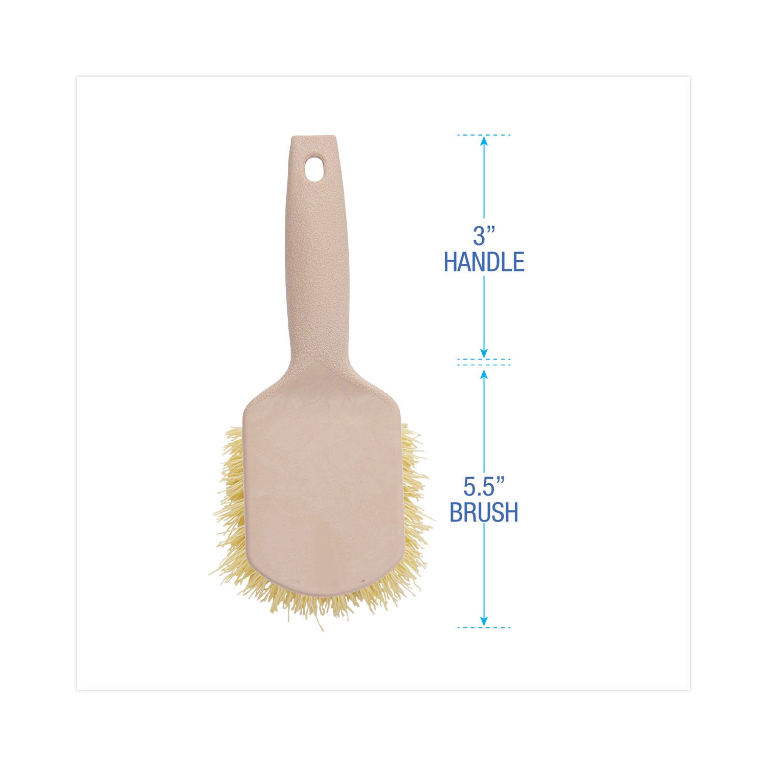 Boardwalk® Utility Brush, Cream Polypropylene Bristles, 5.5" Brush, 3" Tan Plastic Handle