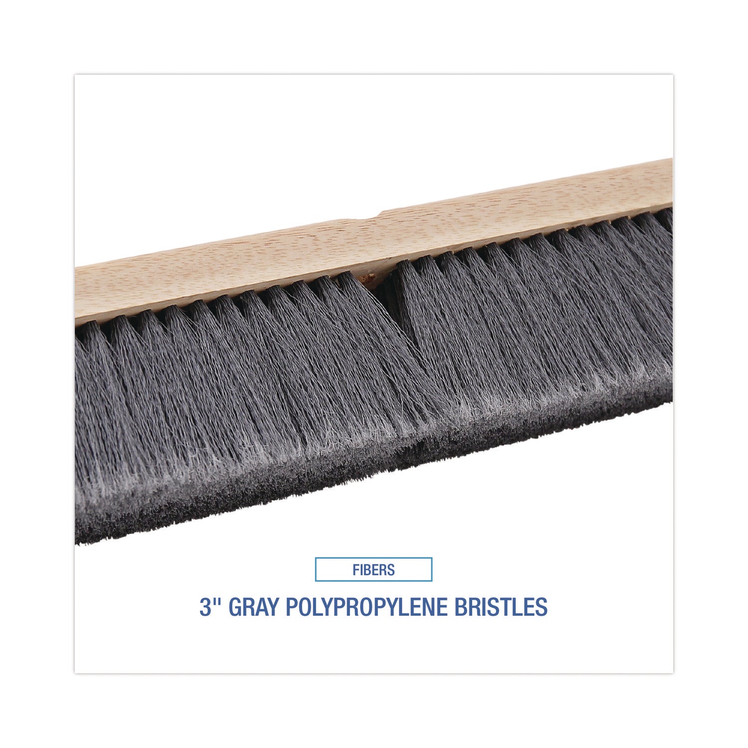 Boardwalk® Floor Brush Head, 3" Gray Flagged Polypropylene Bristles, 36" Brush