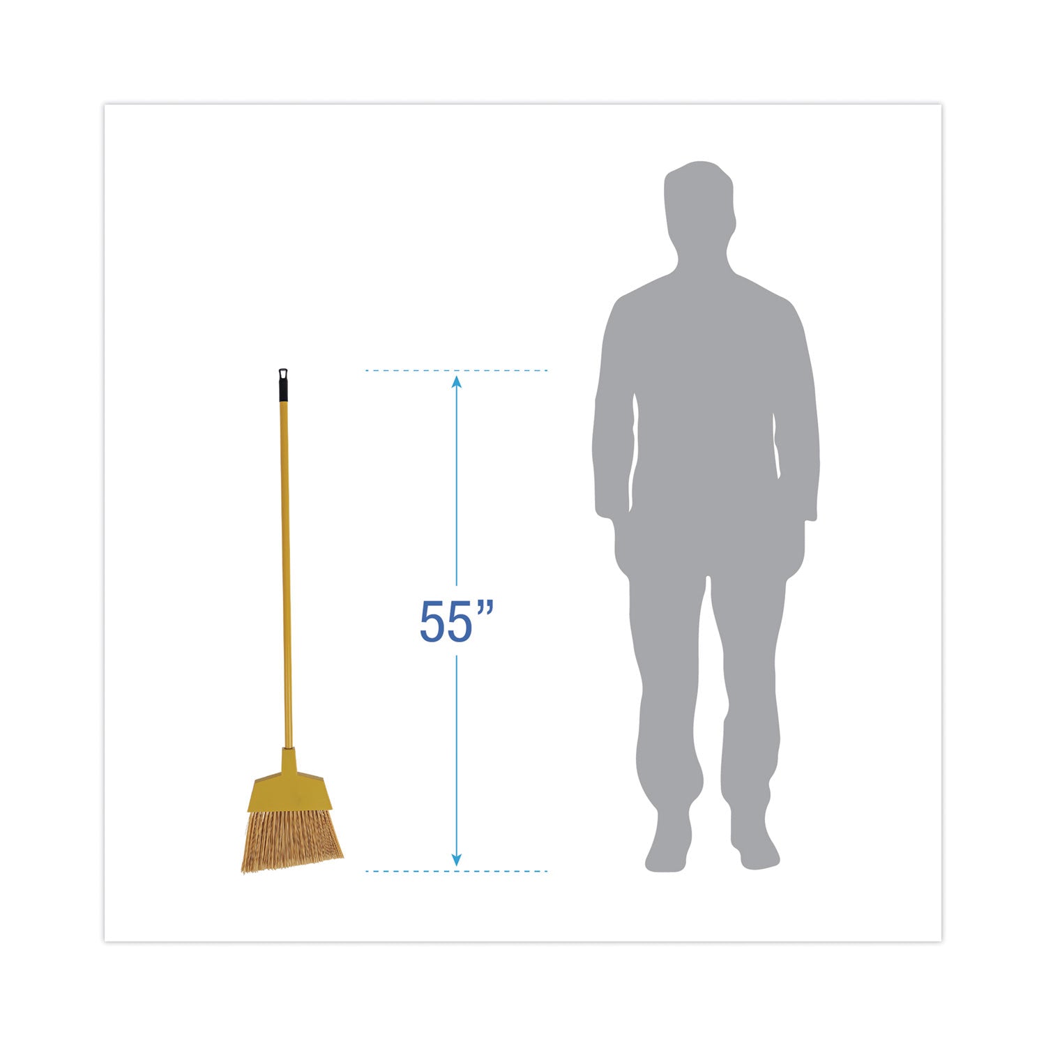 Boardwalk® Corn Fiber Angled-Head Lobby Brooms, 55" Handle, Yellow, 12/carton