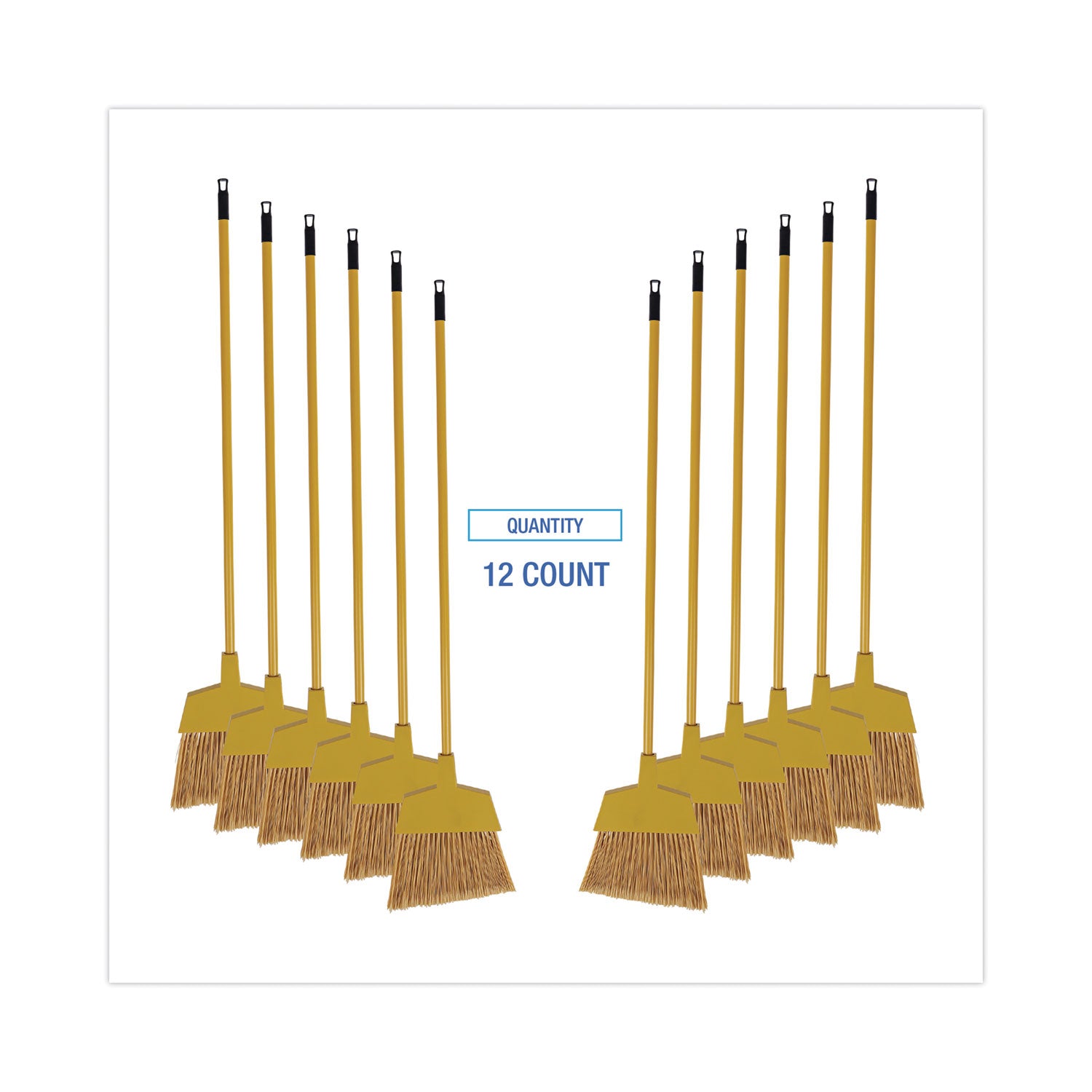 Boardwalk® Corn Fiber Angled-Head Lobby Brooms, 55" Handle, Yellow, 12/carton