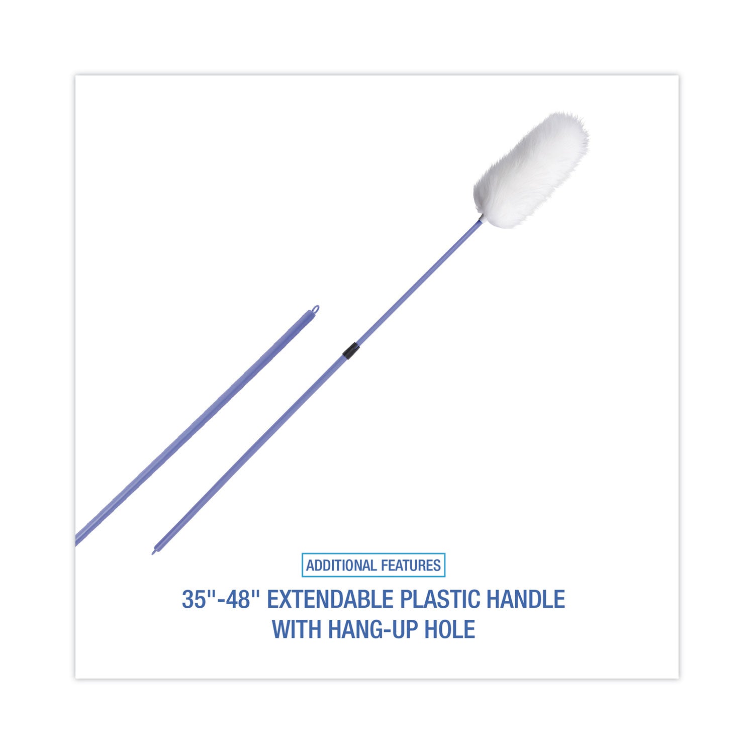 Boardwalk® Lambswool Duster, 35" to 48" Extendable Plastic Handle