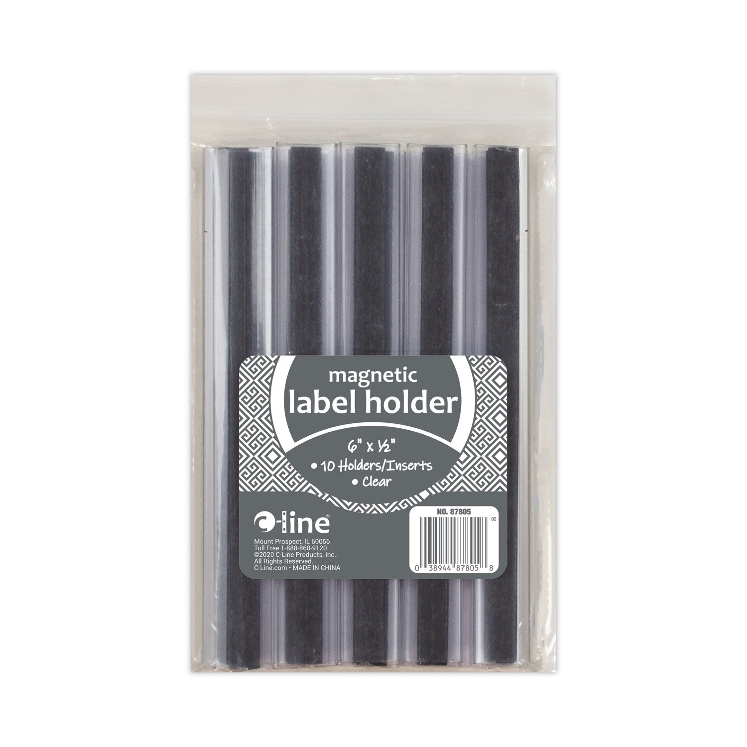 C-Line® Clear Magnetic Label Holders, Side Load, 6 x 0.5, 10/Pack