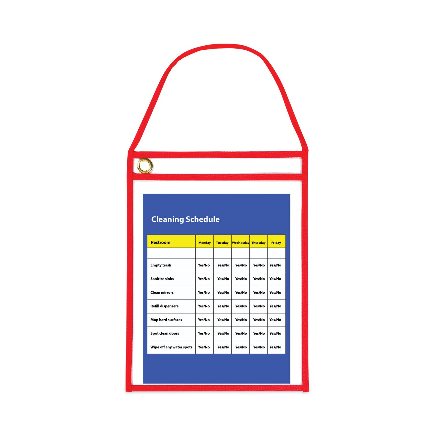 C-Line® 1-Pocket Shop Ticket Holder w/Setrap and Red Stitching, 75-Sheet, 9 x 12, 15/Box