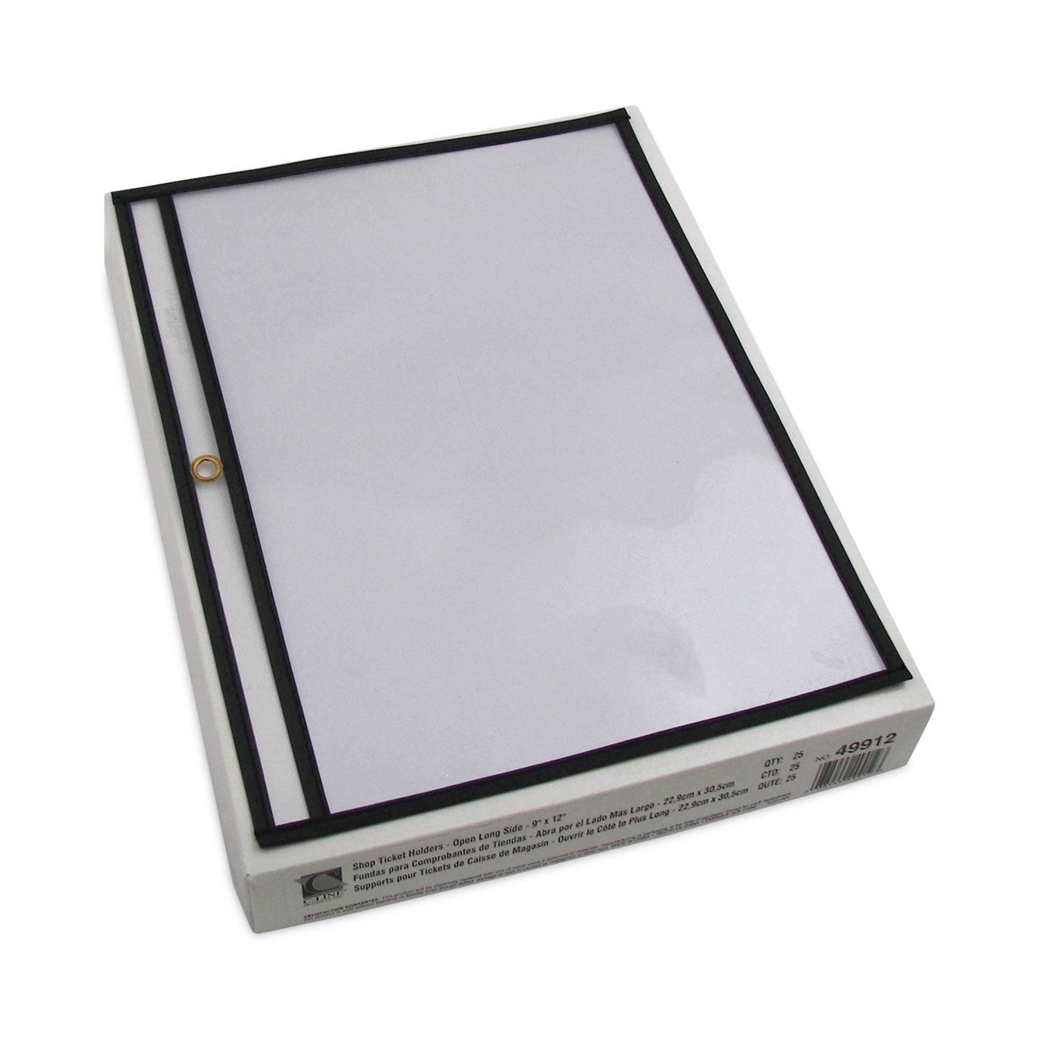 C-Line® Shop Ticket Holders, Stitched, Both Sides Clear, 75 Sheets, 12 X 9, 25/box