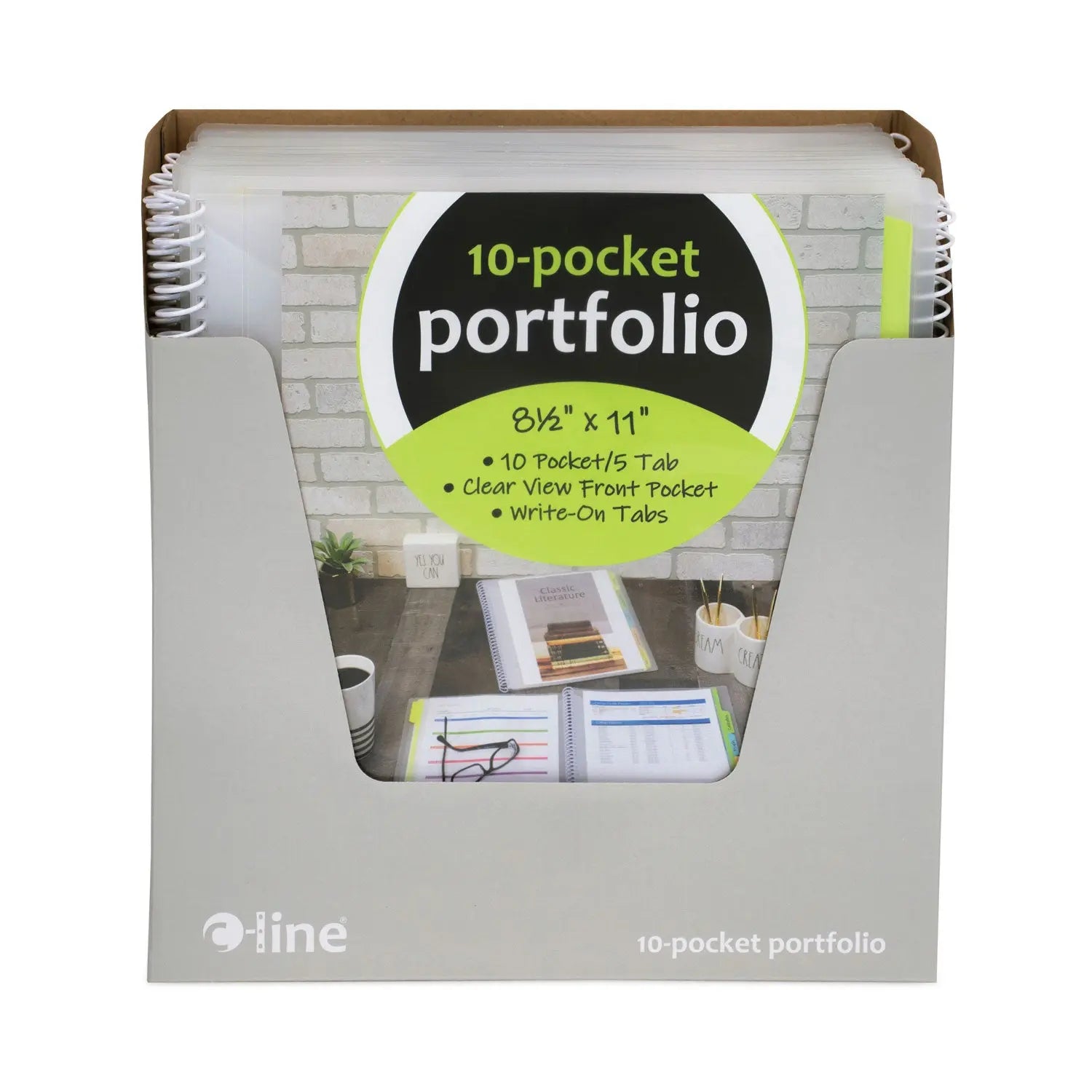 10-Pocket Poly Portfolio with Write-On Tabs, 8.5 x 11, Clear/Clear C-Line® Flipcost