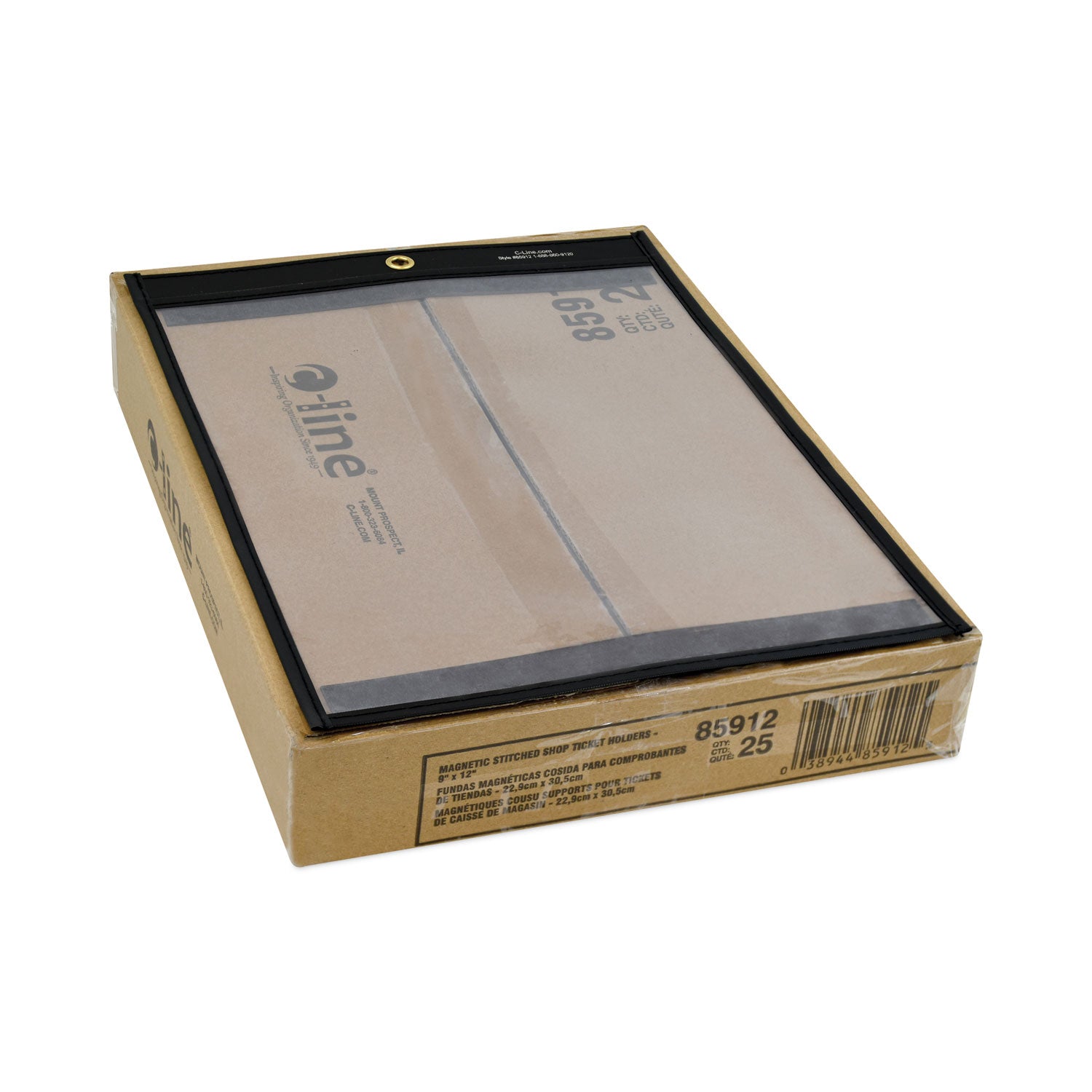 C-Line® Magnetic Stitched Shop Ticket Holders, Clear, 75", 9 X 12, 25/box