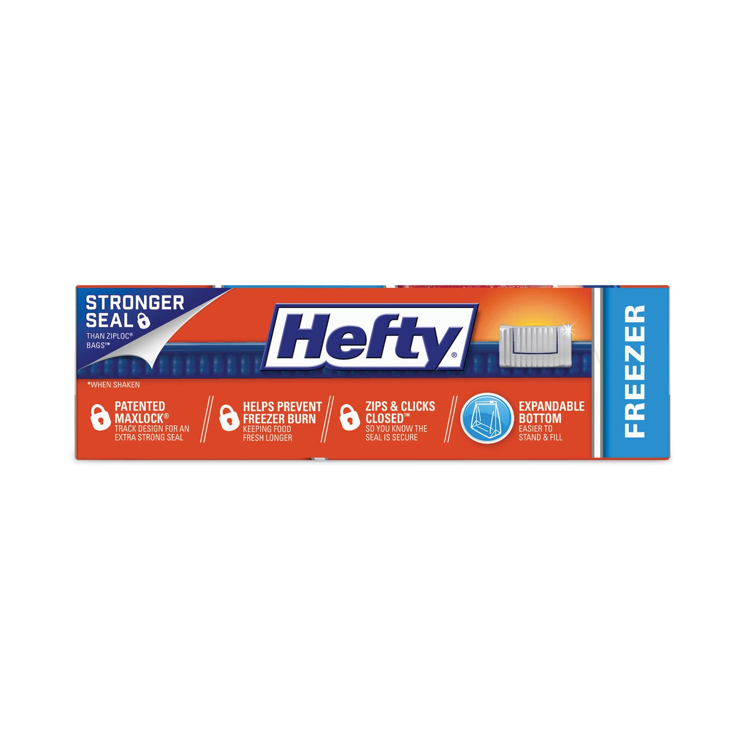 Hefty® Slider Stand and Fill Freezer Storage Bags, 32 oz, 7" x 8", Clear, 35 Bags/Box, 9 Boxes/Carton
