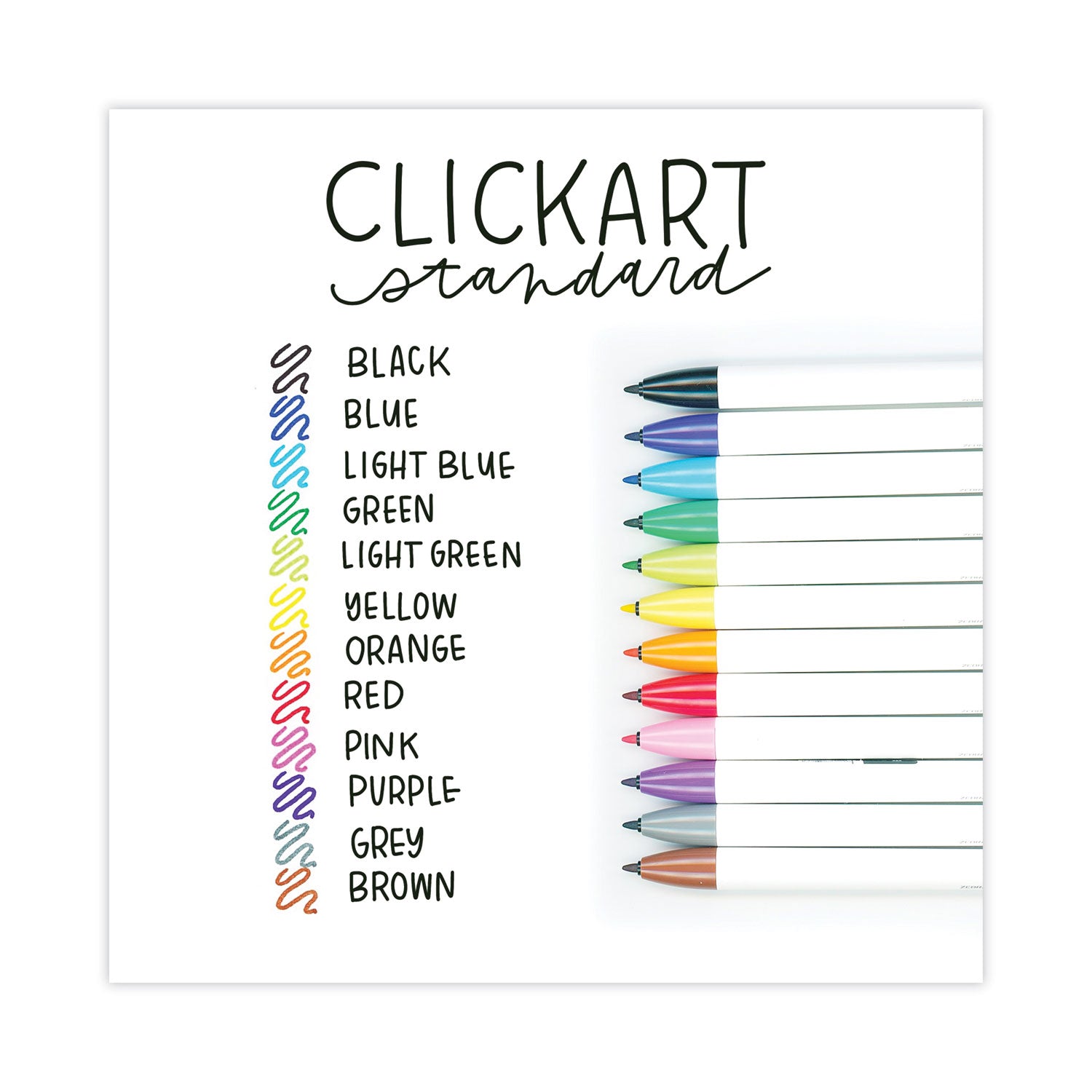 Zebra® ClickArt Porous Point Pen, Retractable, Fine 0.6 mm, Assorted Ink Colors, White Barrel, 12/Pack