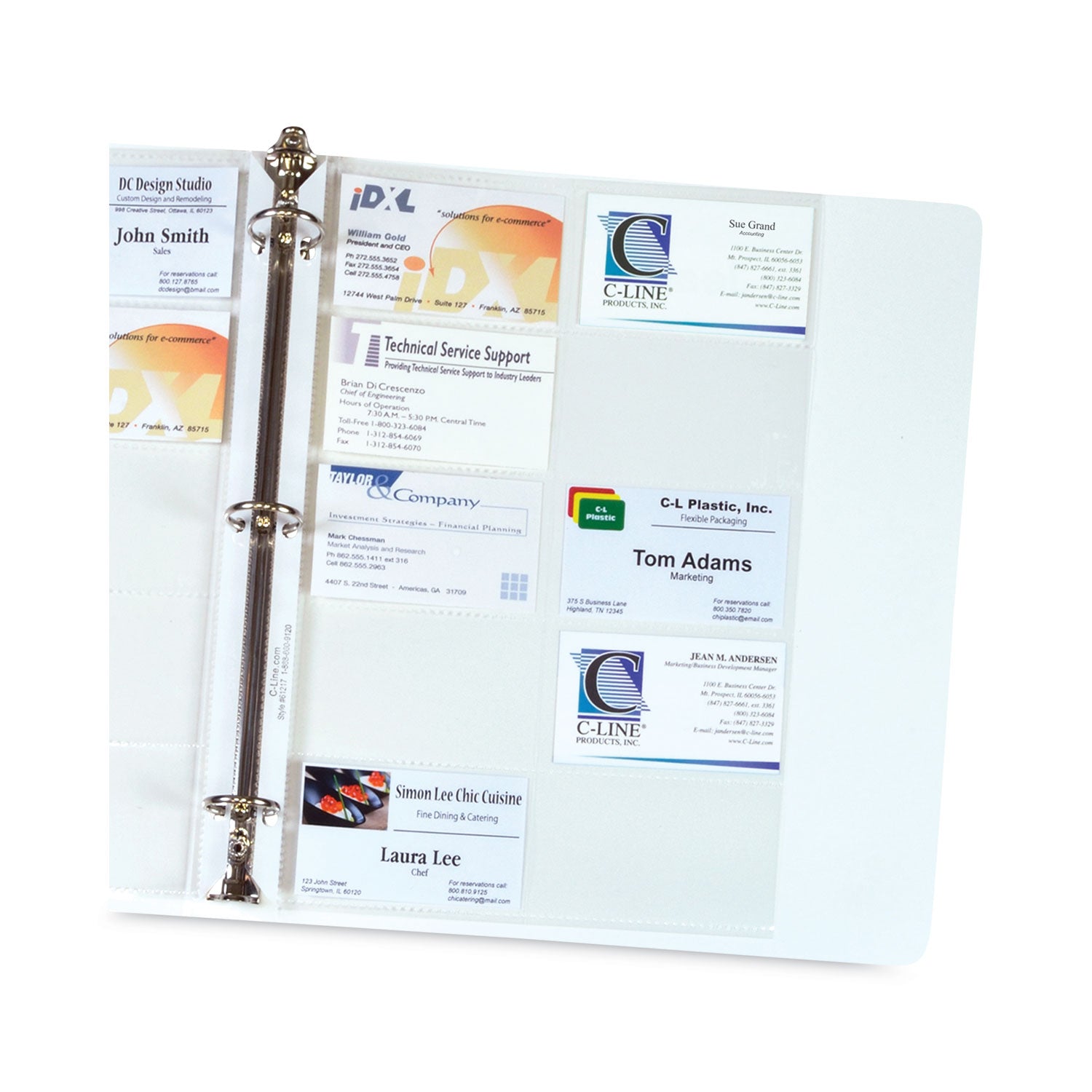 C-Line® Business Card Binder Pages, For 2 X 3.5 Cards, Clear, 20 Cards/sheet, 10 Sheets/pack