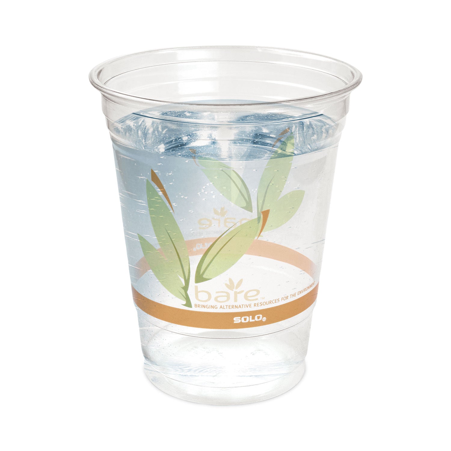Dart® Bare Eco-Forward RPET Cold Cups, Squat, 12 oz to 14 oz, Plastic, Leaf Design, 50/Pack