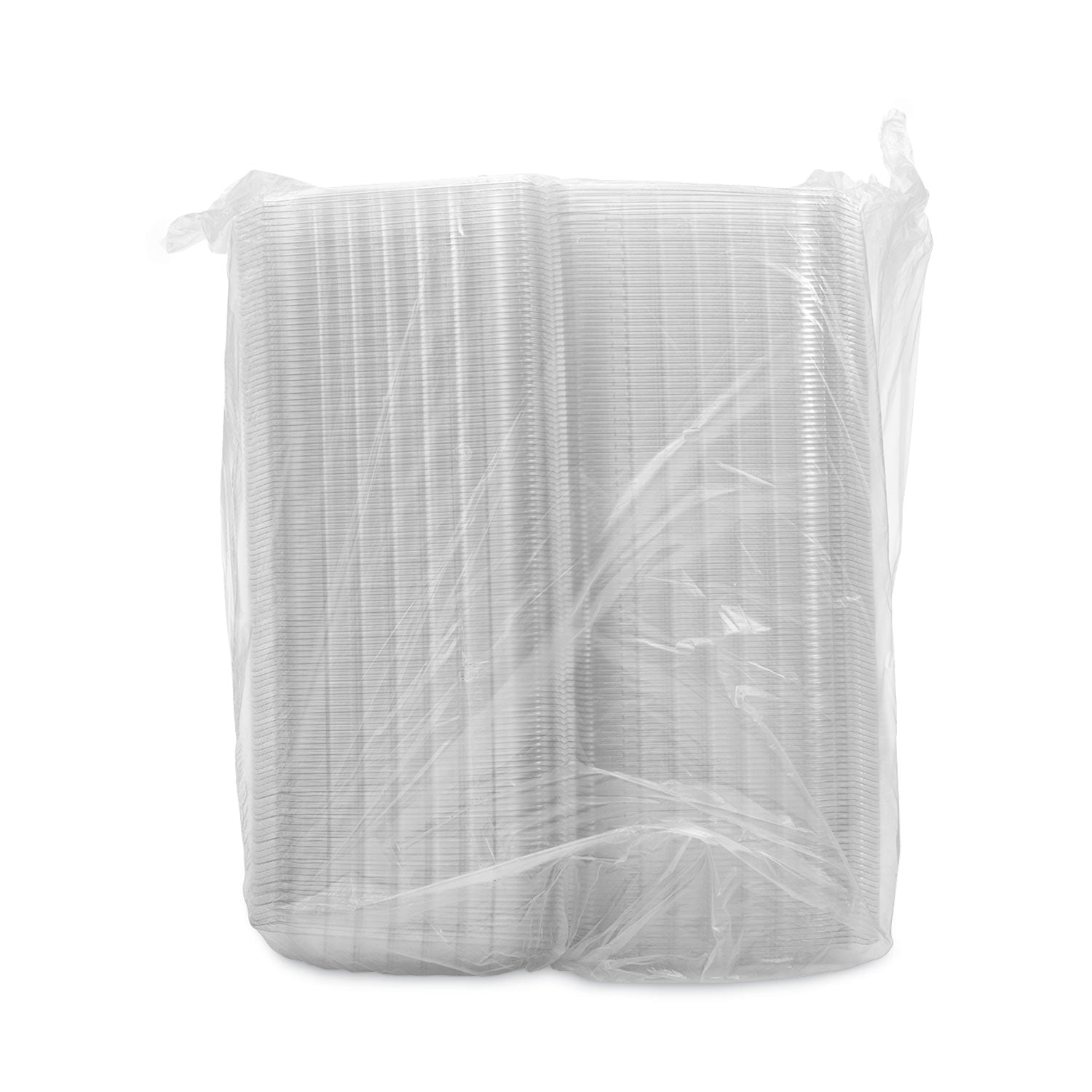 Dart® ClearSeal Hinged-Lid Plastic Containers, 3 Compartments, 9.4 x 8.9 x 3, Plastic, 100/Bag, 2 Bags/Carton