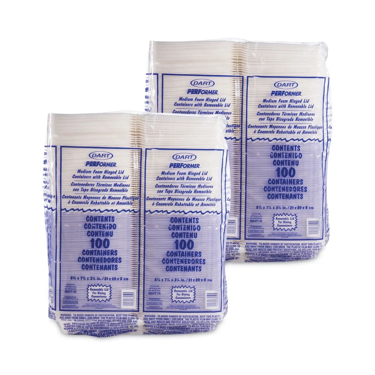 Foam Hinged Lid Containers, 1-Compartment, 8.38" x 7.78" x 3.25", White, 200/Carton Dart® Flipcost