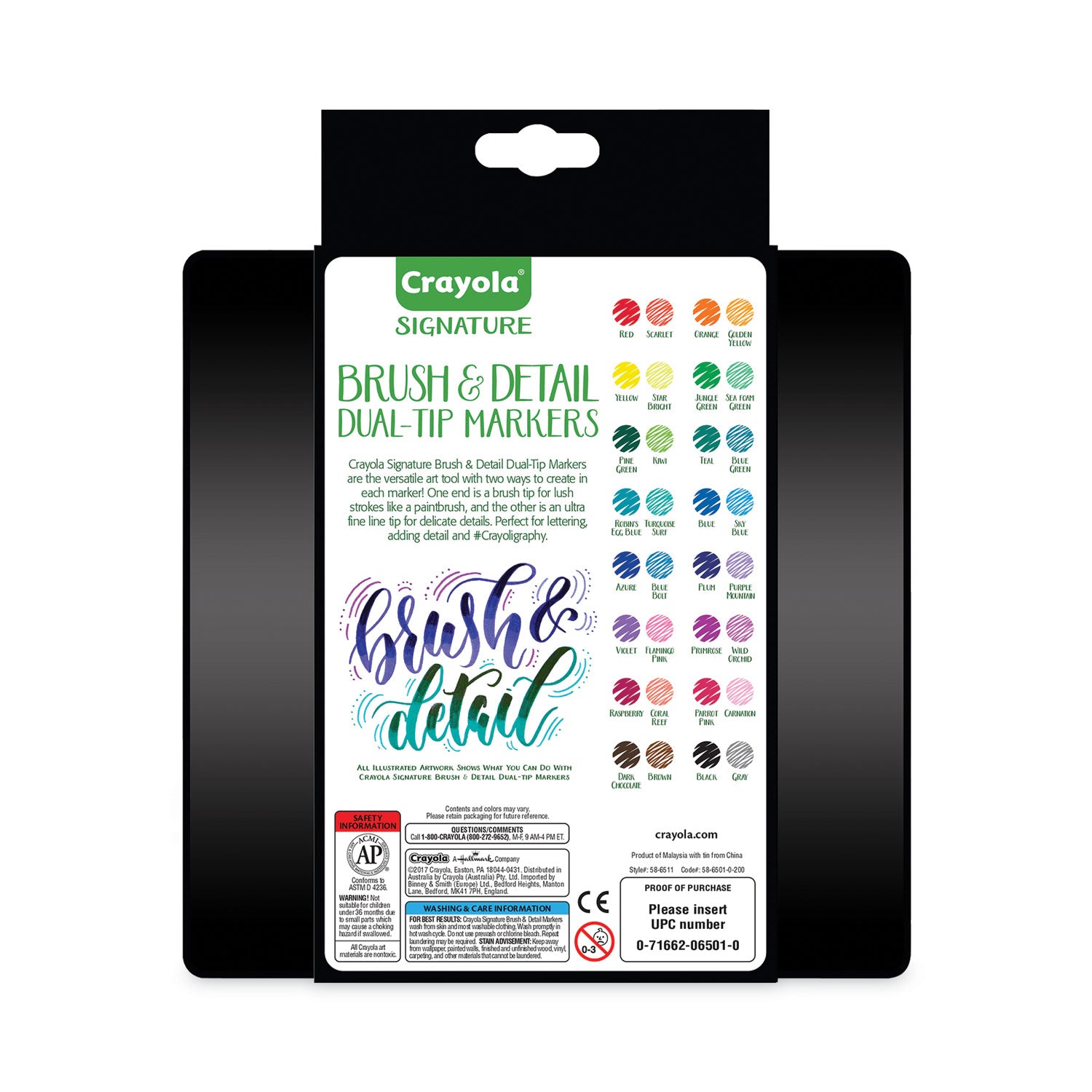 Crayola® Brush And Detail Dual Ended Markers, Extra-Fine Brush/bullet Tips, Assorted Colors, 16/set