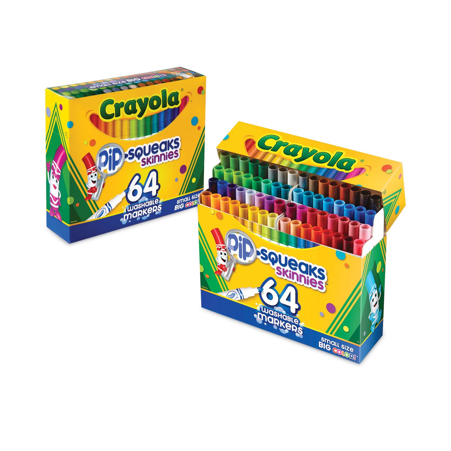 Crayola® Pip-Squeaks Skinnies Washable Markers, Medium Bullet Tip, Assorted Colors, 64/pack