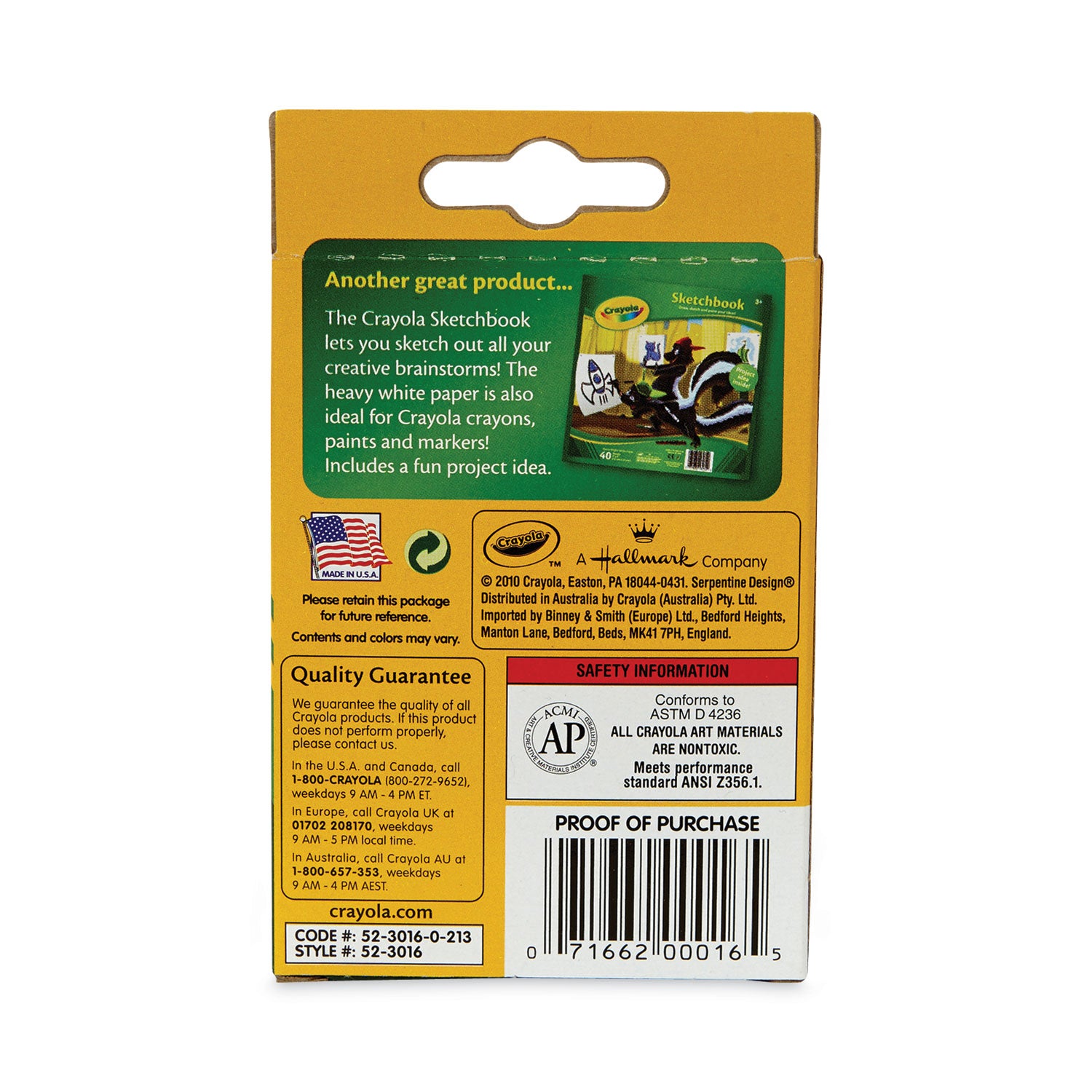 Crayola® Classic Color Crayons, Peggable Retail Pack, 16 Colors/pack