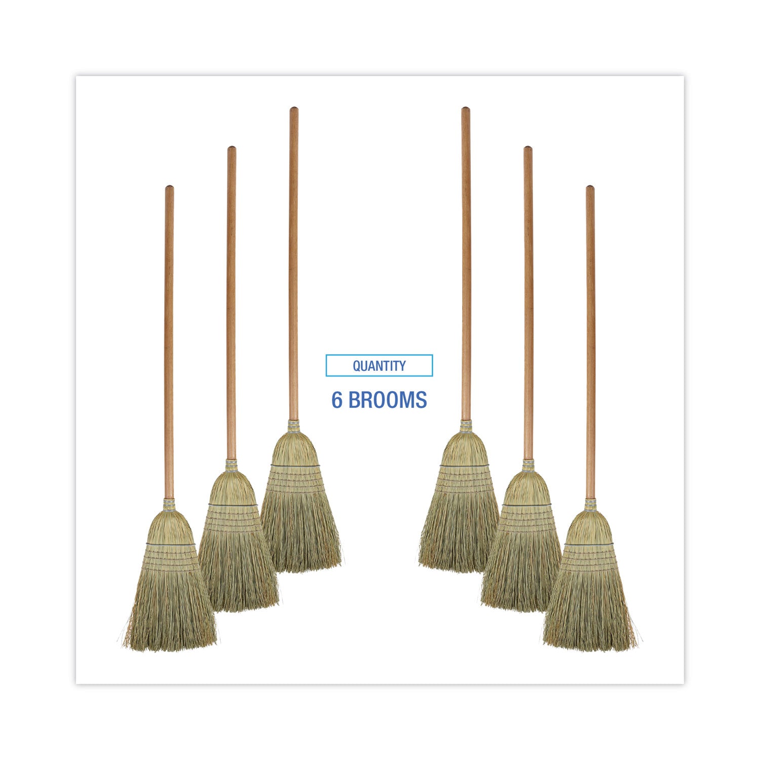Boardwalk® 100% Corn Brooms, 60" Overall Length, Natural, 6/Carton