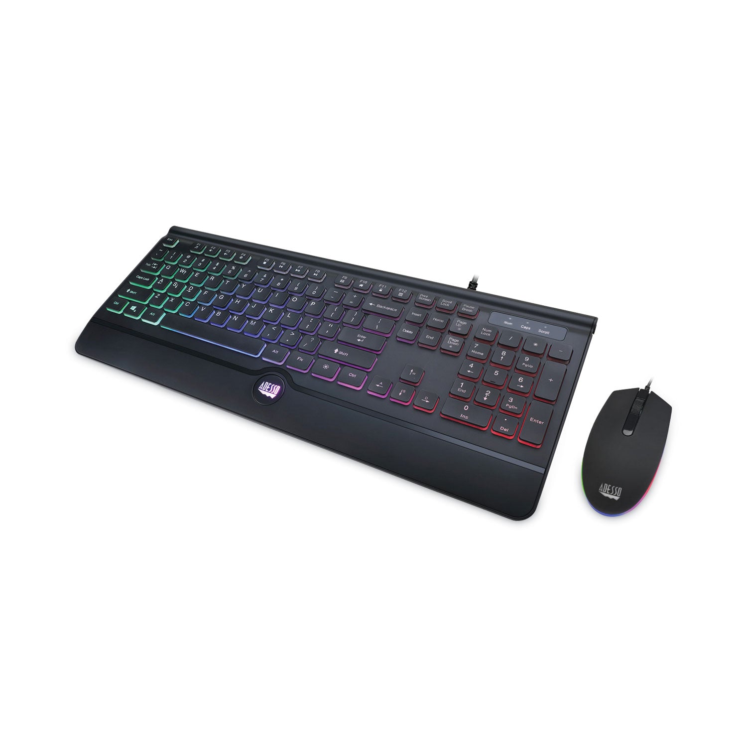 Adesso Backlit Gaming Keyboard and Mouse Combo, USB, Black
