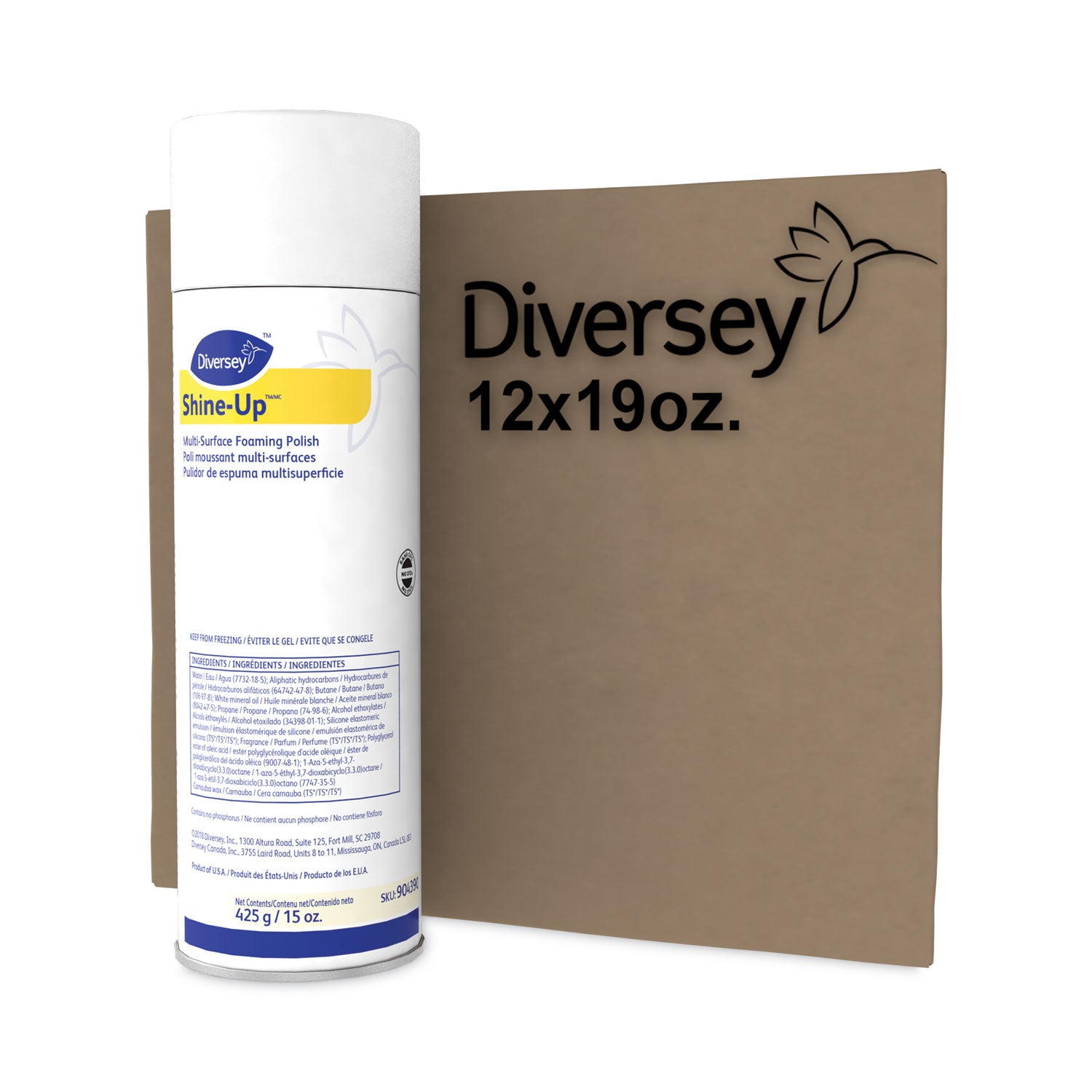 Diversey™ Shine-Uptm/mc Multi-Surface Foaming Polish, Lemon Scent, 15 Oz Aerosol Spray, 12/carton