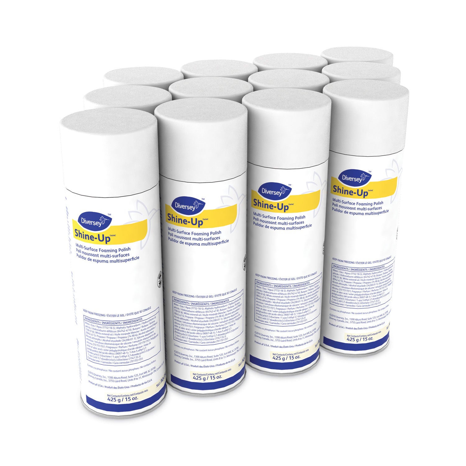 Diversey™ Shine-Uptm/mc Multi-Surface Foaming Polish, Lemon Scent, 15 Oz Aerosol Spray, 12/carton