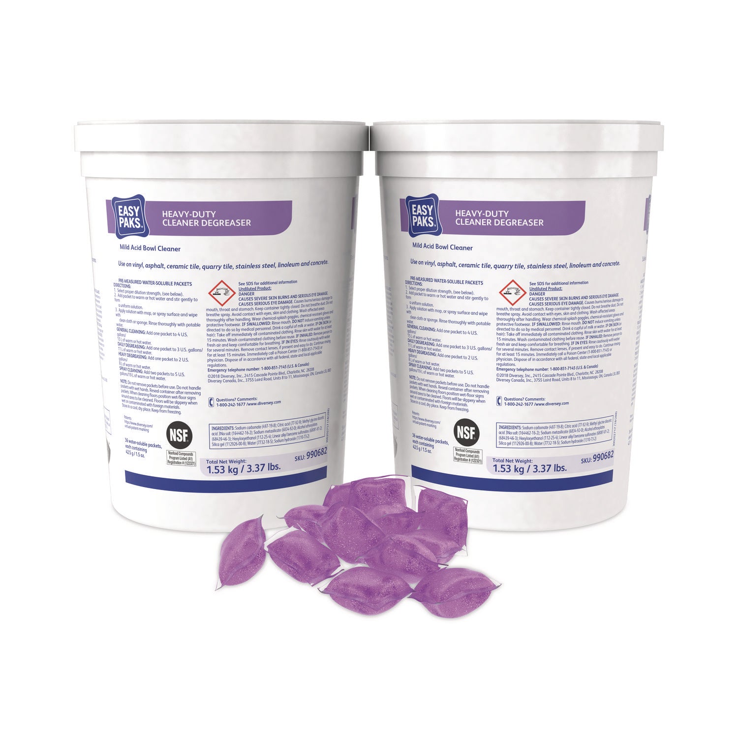 Easy Paks® Heavy-Duty Cleaner/degreaser, 1.5 Oz Packet, 36/tub, 2 Tubs/carton