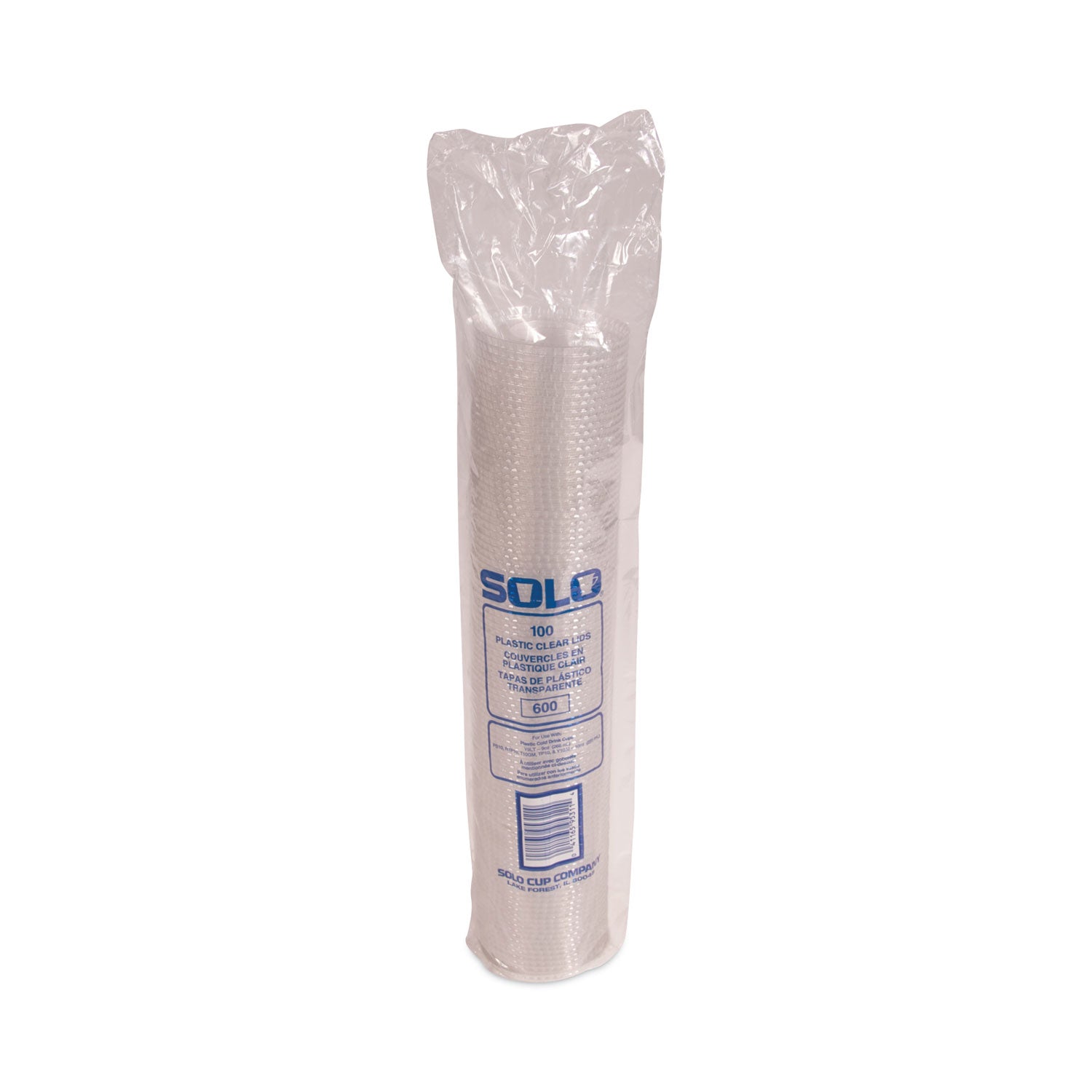 SOLO® Straw-Slot Cold Cup Lids, Fits 10 oz Cold Cups, Plastic, Clear, 100/Pack, 25 Packs/Carton