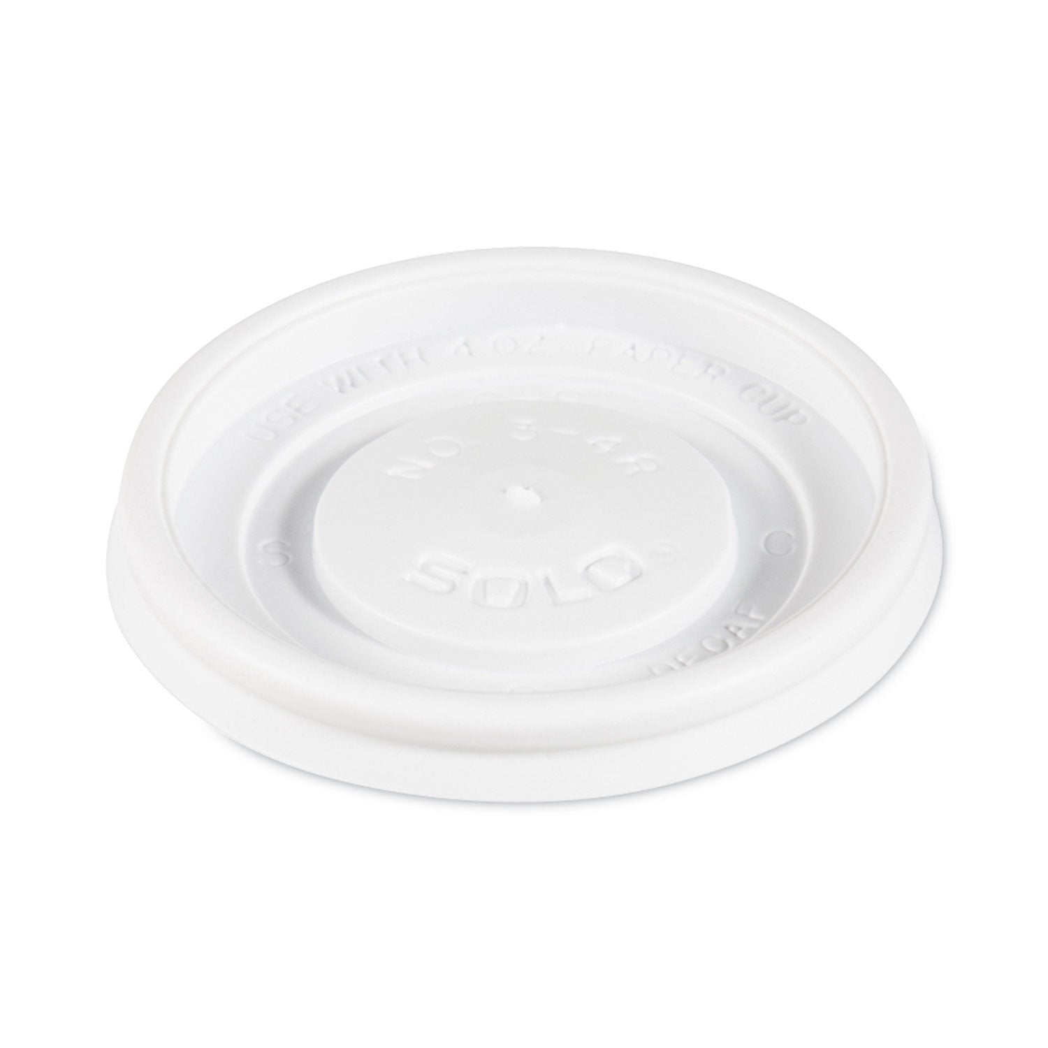 SOLO® Polystyrene Vented Hot Cup Lids, Fits 4 oz Hot Cups, Plastic, White, 100/Pack, 10 Packs/Carton