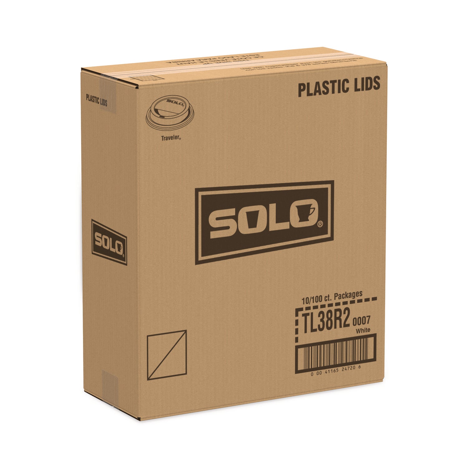 SOLO® Traveler Dome Hot Cup Lid, Fits 8 oz Hot Cups, Plastic, White, 100/Pack, 10 Packs/Carton
