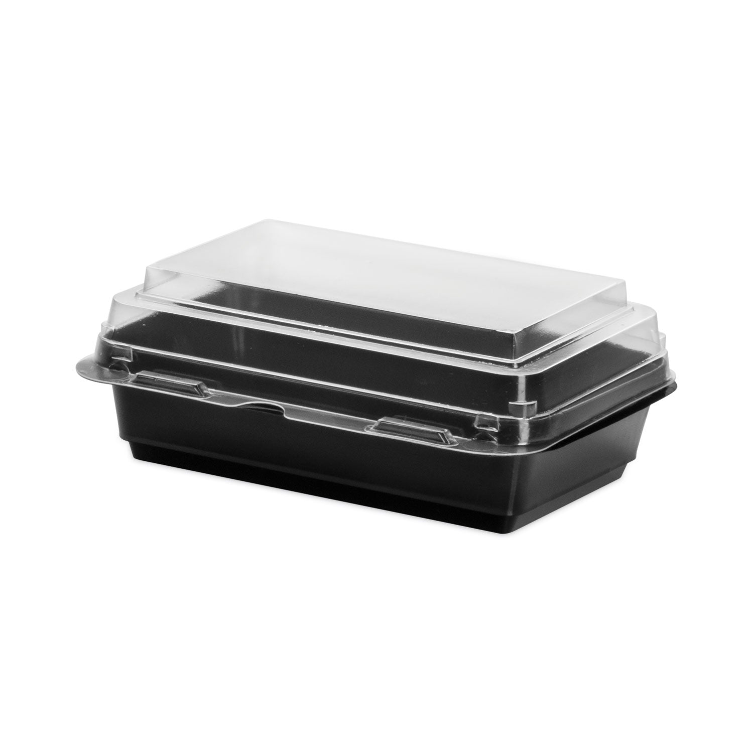 SOLO® Creative Carryouts Hinged Plastic Hot Deli Boxes, 24 oz, 7.87 x 5.4 x 2.1, Black/Clear, 200/Carton