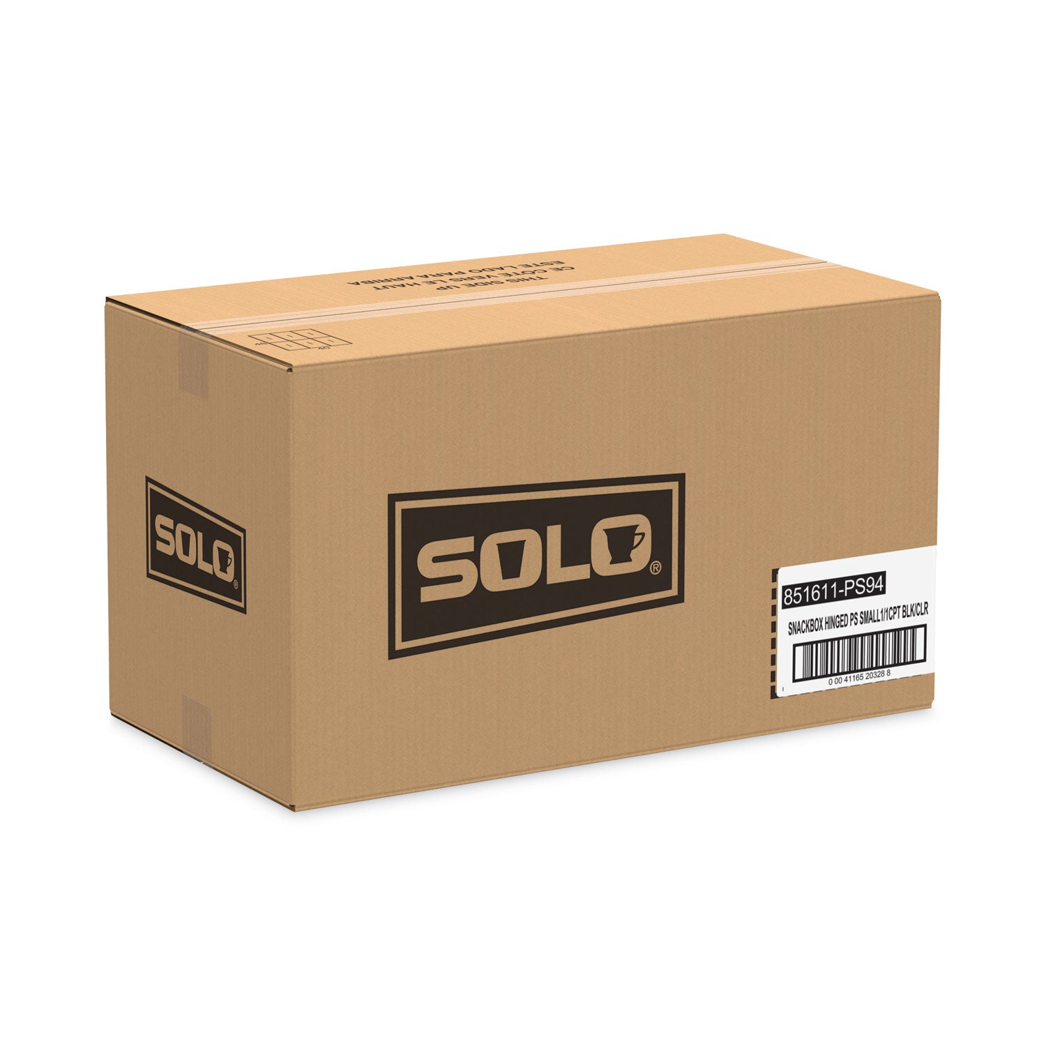 SOLO® Creative Carryouts Hinged Plastic Hot Deli Boxes, Medium Snack Box, 18 Oz, 6.22 X 5.9 X 2.1, Black/clear, 200/carton