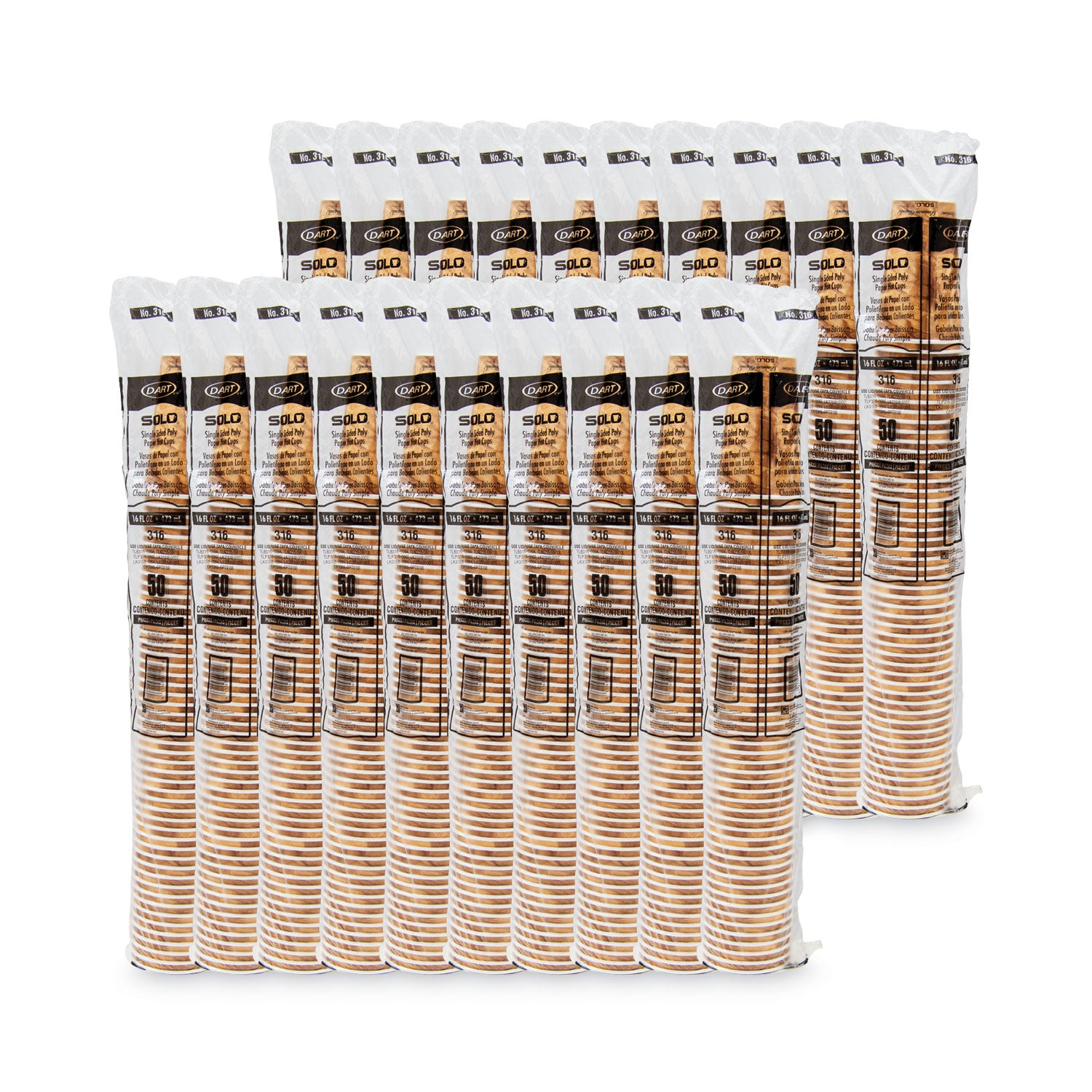 SOLO® Mistique Hot Paper Cups, 16 oz, Mistique Design, 50/Sleeve, 20 Sleeves/Carton