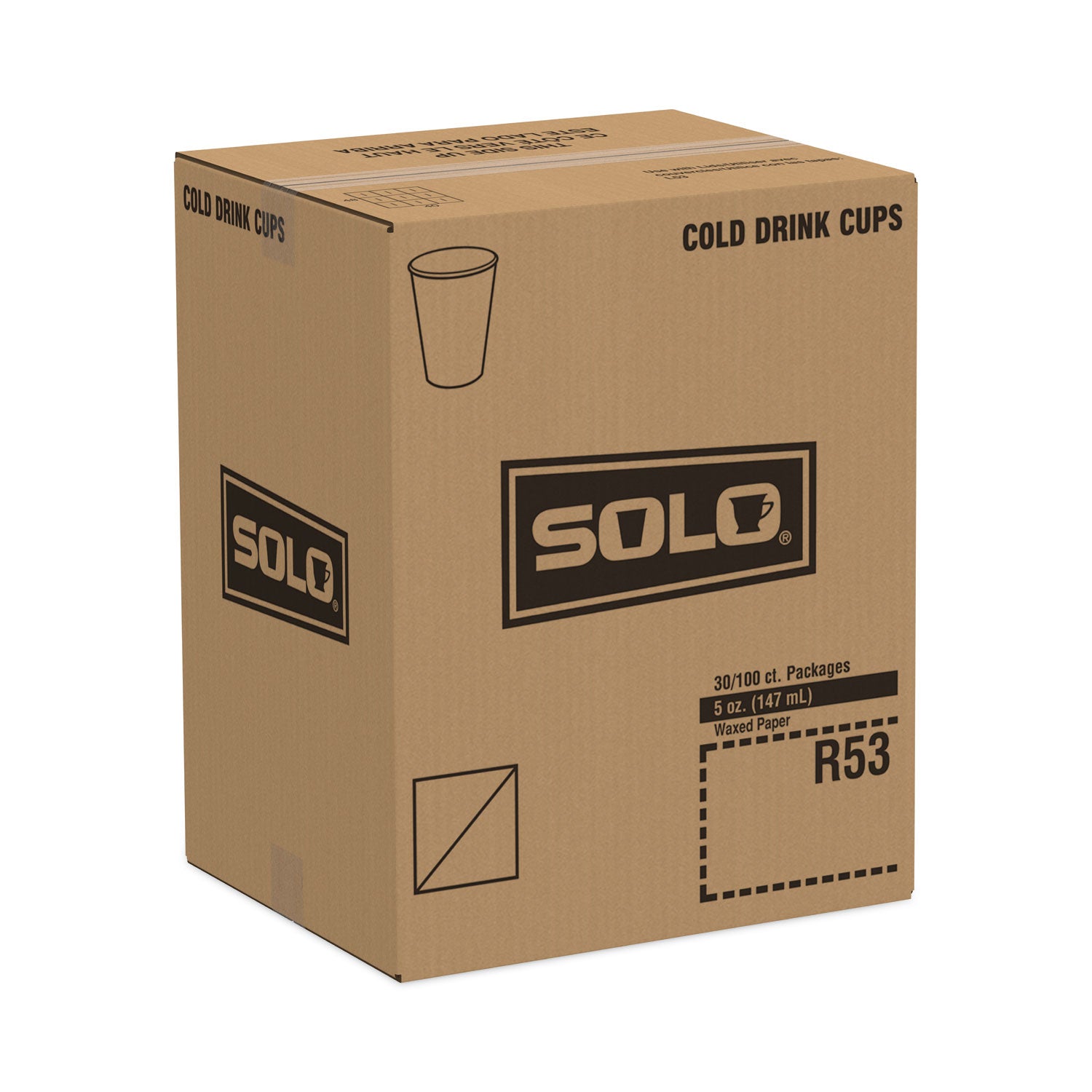 SOLO® Symphony Design Paper Water Cups, 5 oz, 100/Bag, 30 Bags/Carton
