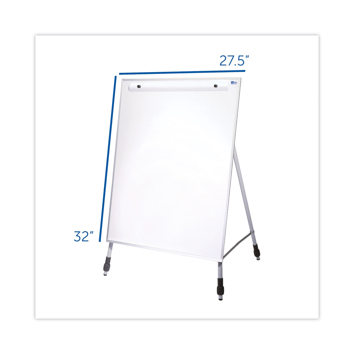 Flipside Adjustable Dry Erase Board, 27.5" x 32", White Surface, Satin Aluminum Frame