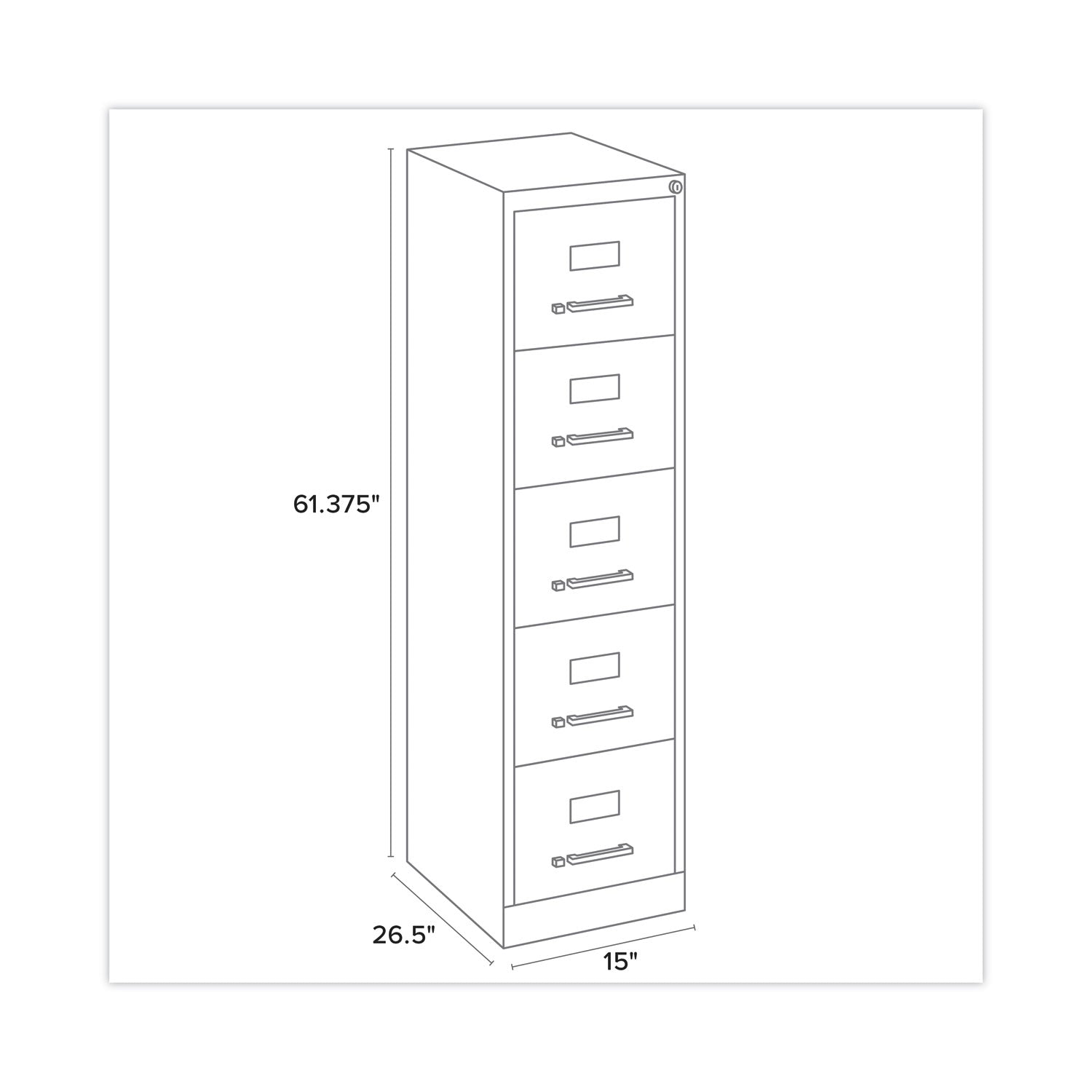 Alera® Five-Drawer Economy Vertical File, Letter-Size File Drawers, 15" x 26.5" x 61.37", Putty