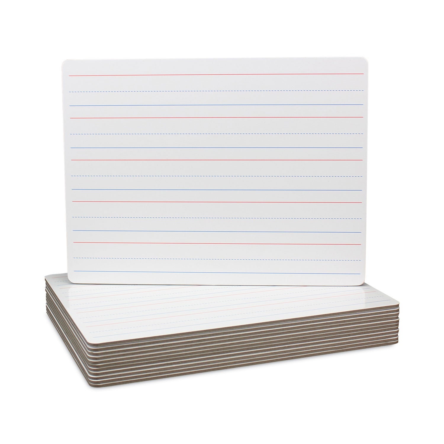 Flipside Magnetic Two-Sided Red/Blue Ruled Dry Erase Board, 12" x 9", White Surface, 12/Pack