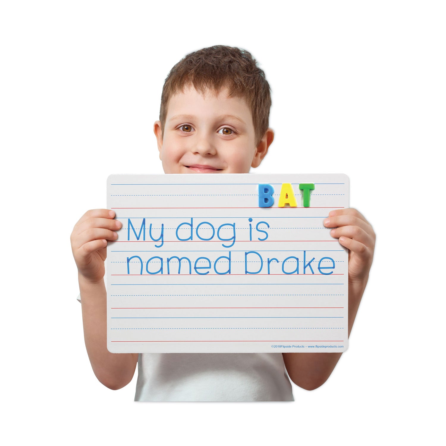 Flipside Magnetic Two-Sided Red/Blue Ruled Dry Erase Board, 12" x 9", White Surface, 12/Pack