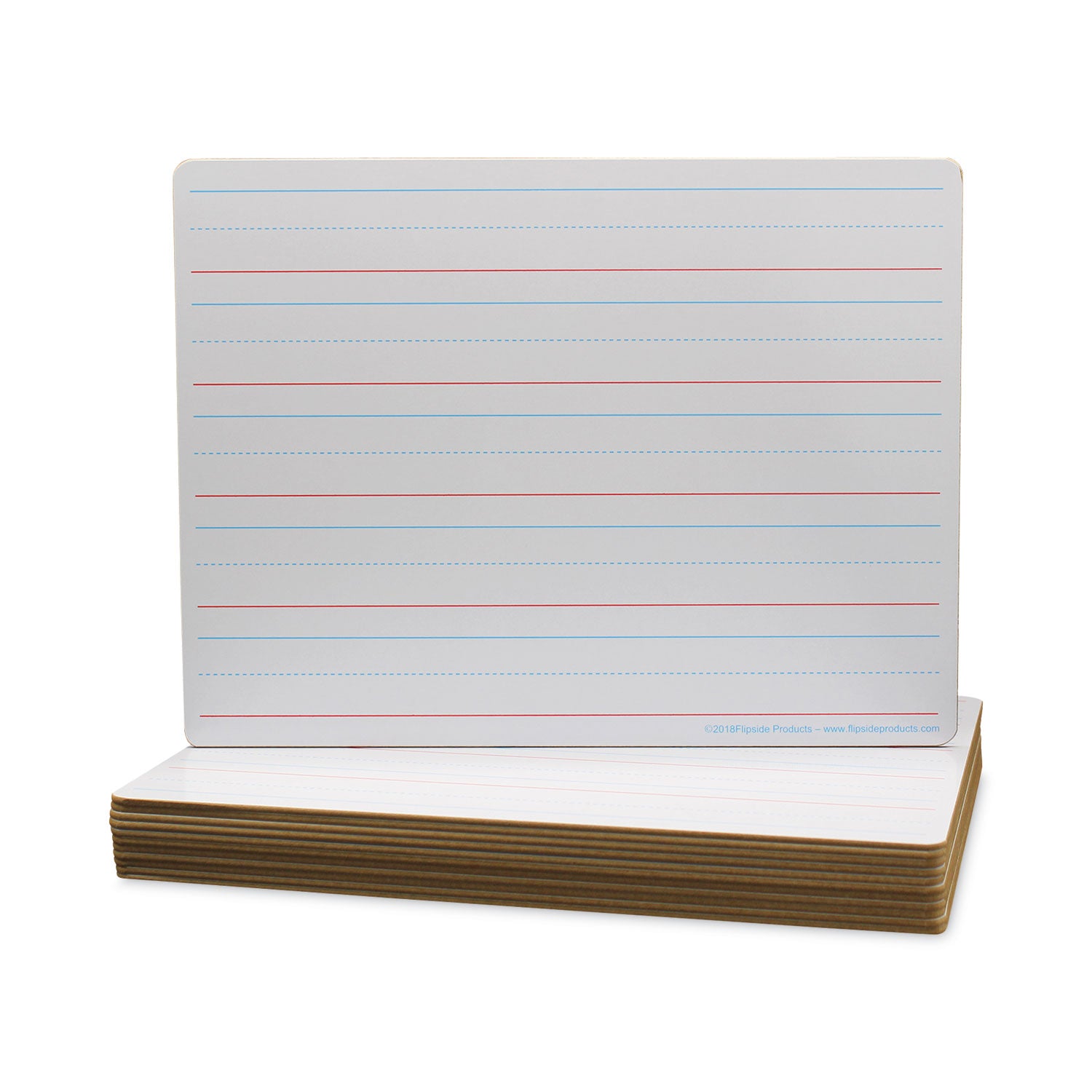 Flipside Two-Sided Red/Blue Ruled Dry Erase Board, 12" x 9", White Surface, 12/Pack