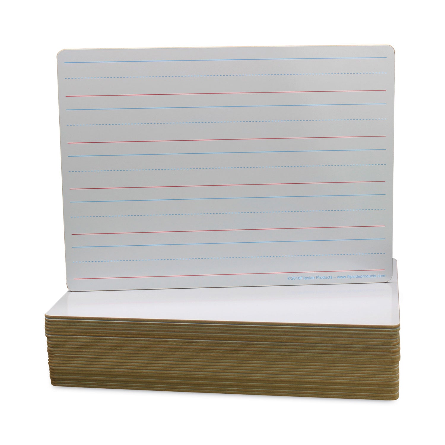 Flipside Two-Sided Red/Blue Ruled Dry Erase Board, 12" x 9", White Surface, 24/Pack