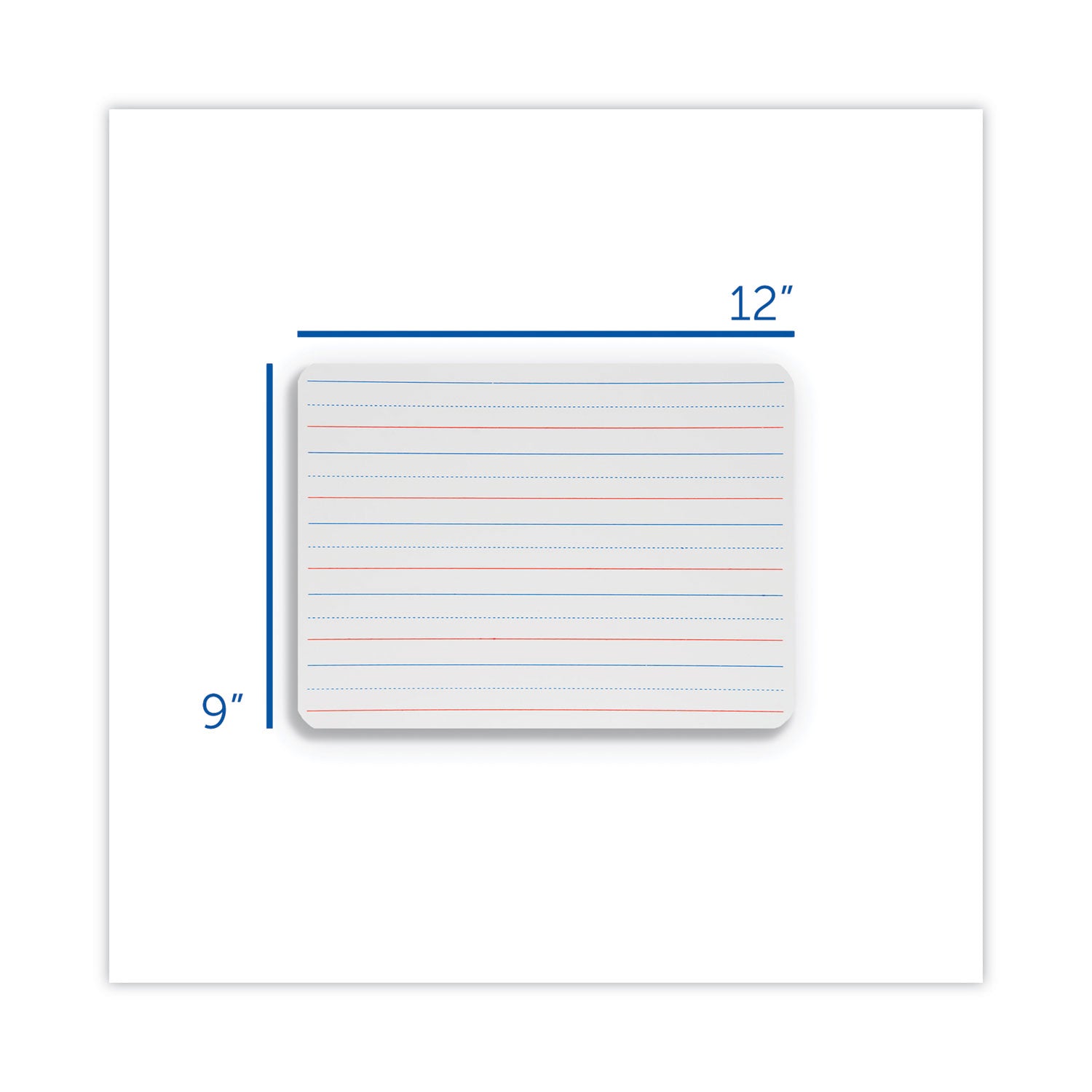 Flipside Two-Sided Red/Blue Ruled Dry Erase Board, 12" x 9", White Surface, 12/Pack