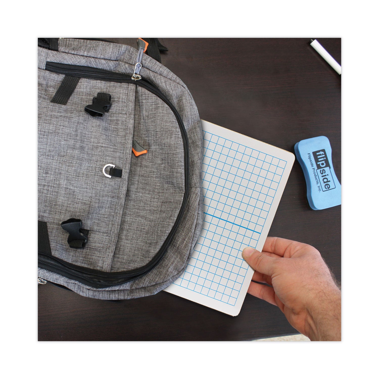 Flipside Graphing Two-Sided Dry Erase Board, Computational Grid Format, 12" x 9", White Surface, 12/Pack