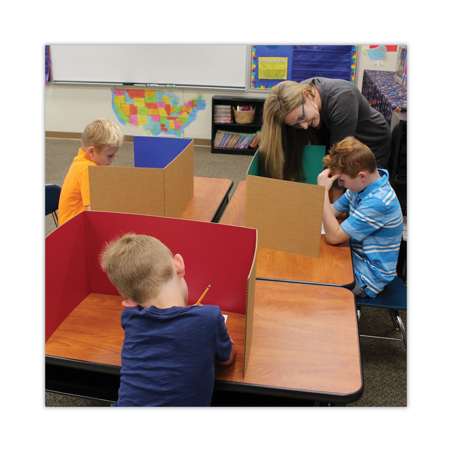 Flipside Study Carrel, 48 x 18, Assorted Colors, 24/Pack