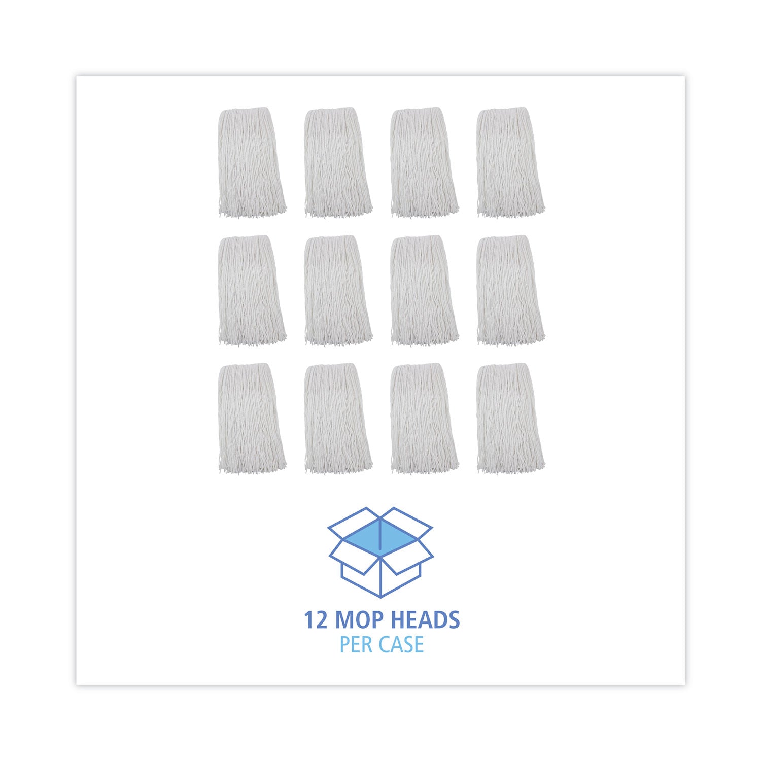 Boardwalk® Premium Cut-End Wet Mop Heads, Rayon, 20oz, White, 12/carton