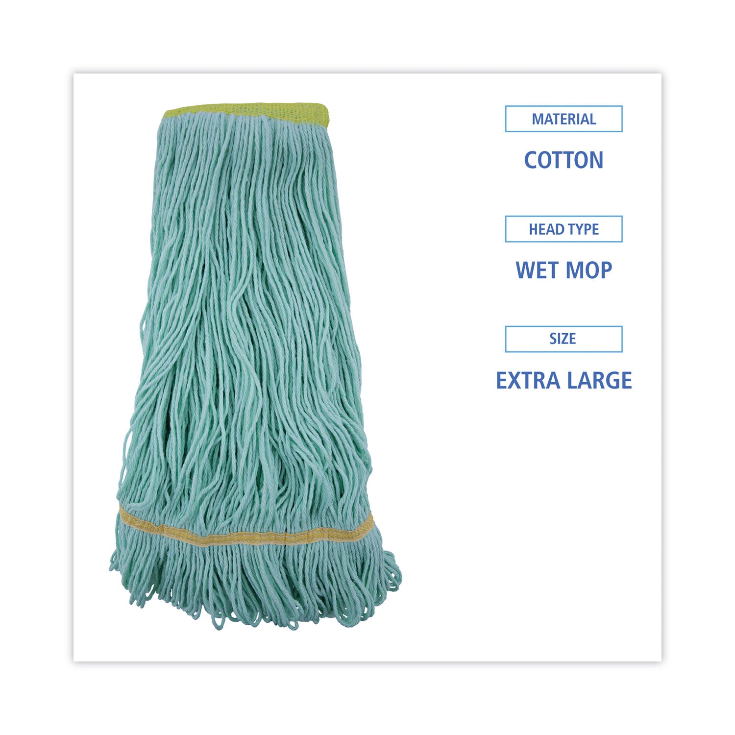 Boardwalk® Ecomop Looped-End Mop Head, Recycled Fibers, Extra Large Size, Green, 12/ct