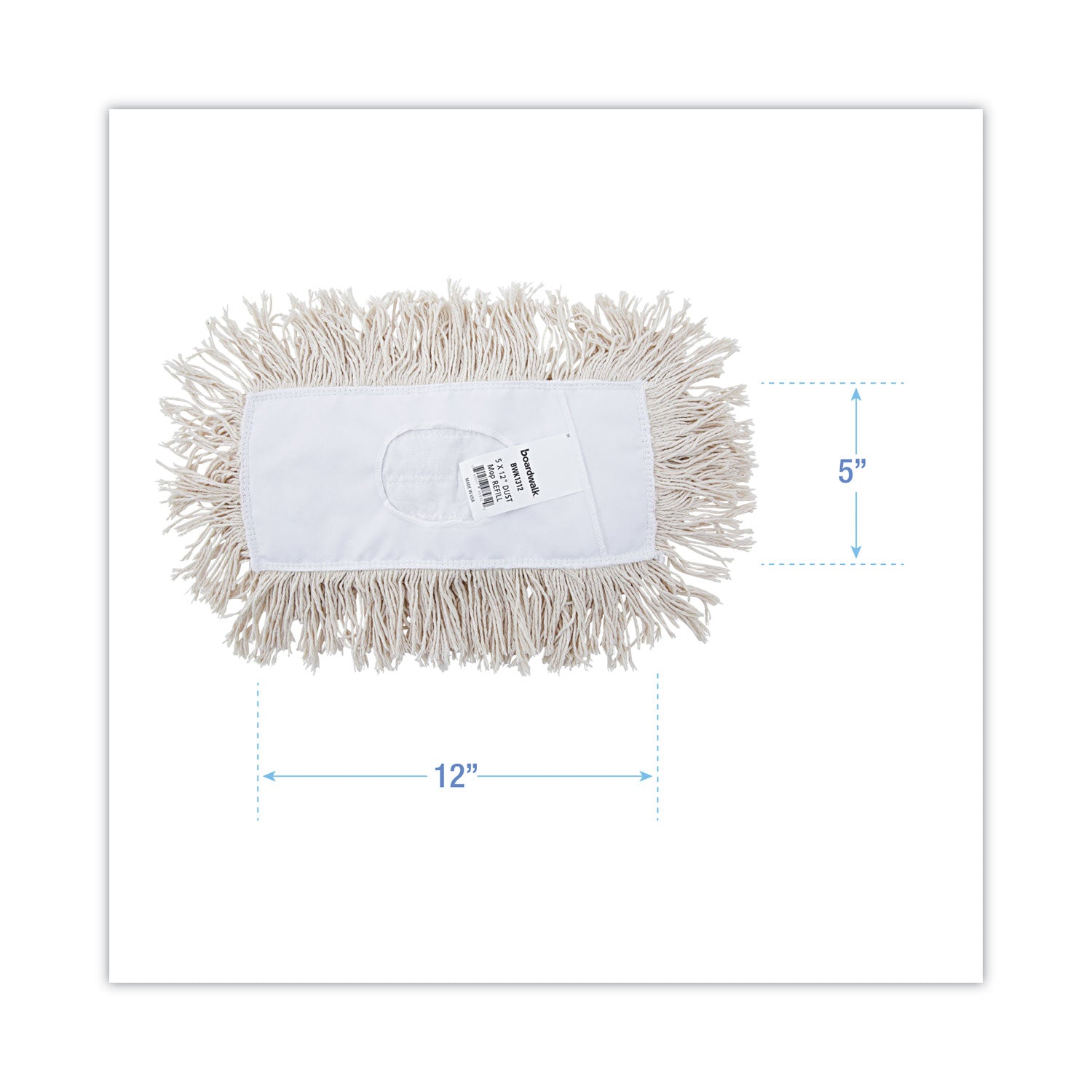 Boardwalk® Mop Head, Dust, Cotton, 12 X 5, White