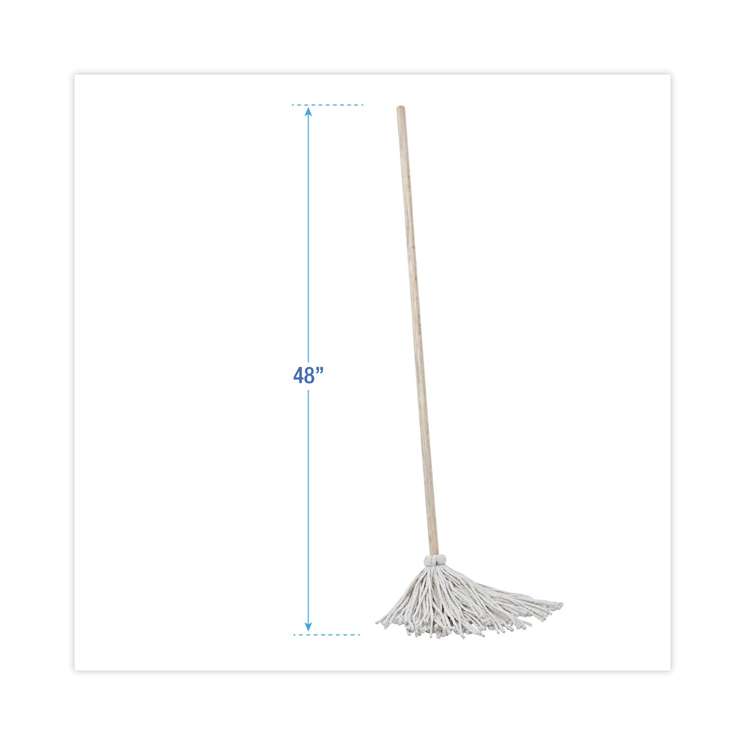 Boardwalk® Handle/Deck Mops, #12 White Cotton Head, 48" Natural Wood Handle, 6/Pack