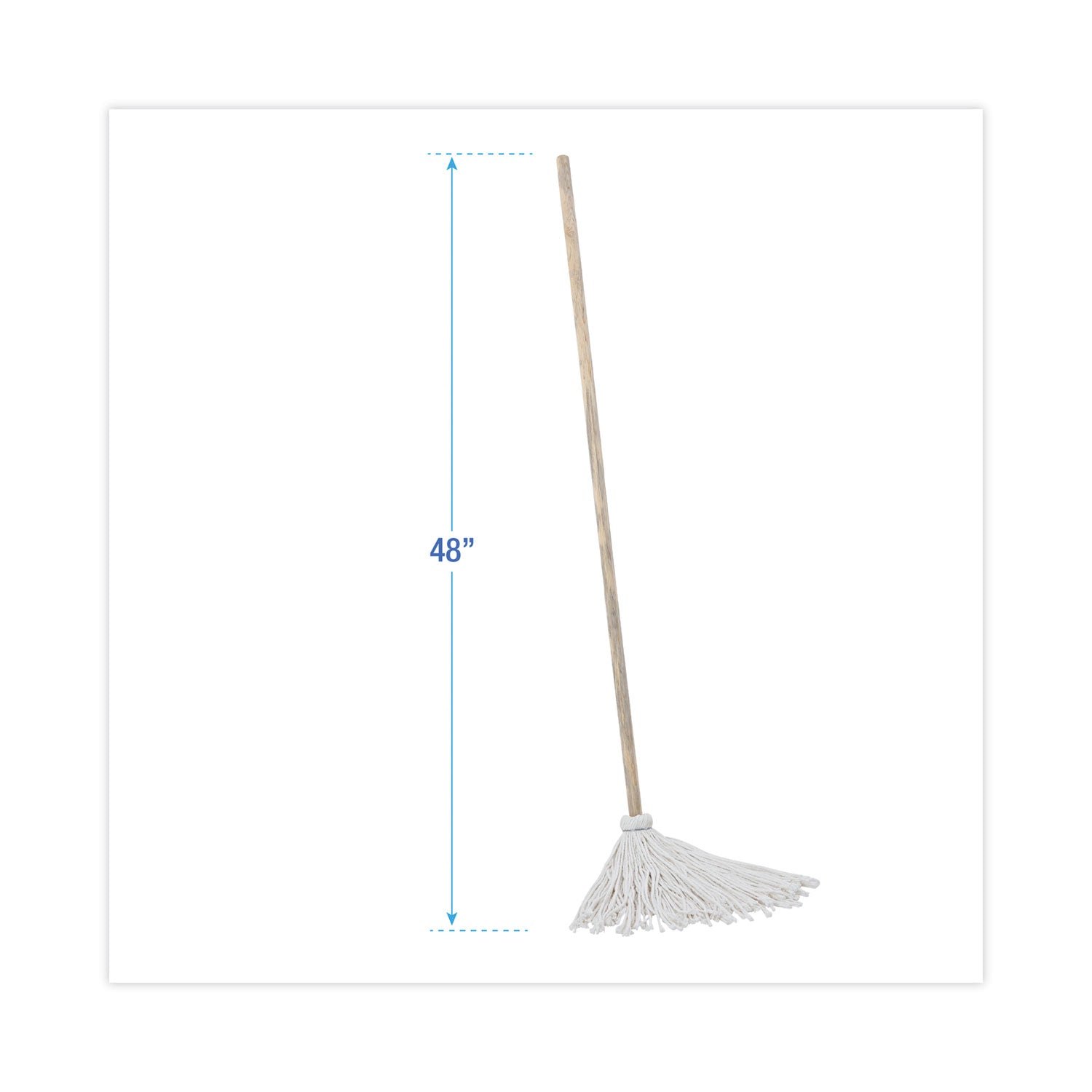 Boardwalk® Handle/Deck Mops, #12 White Rayon Head, 48" Natural Wood Handle, 6/Pack