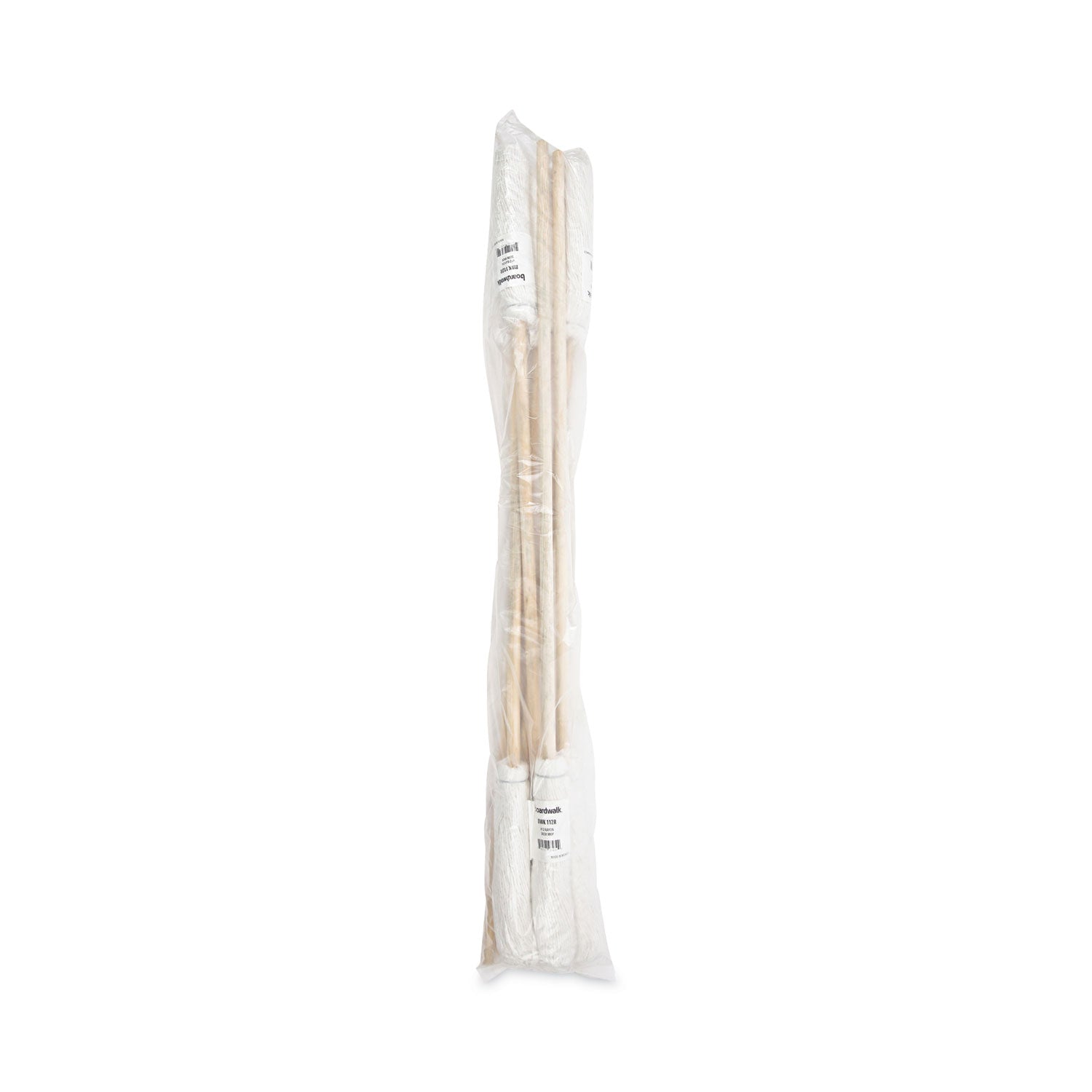 Boardwalk® Handle/Deck Mops, #12 White Rayon Head, 48" Natural Wood Handle, 6/Pack