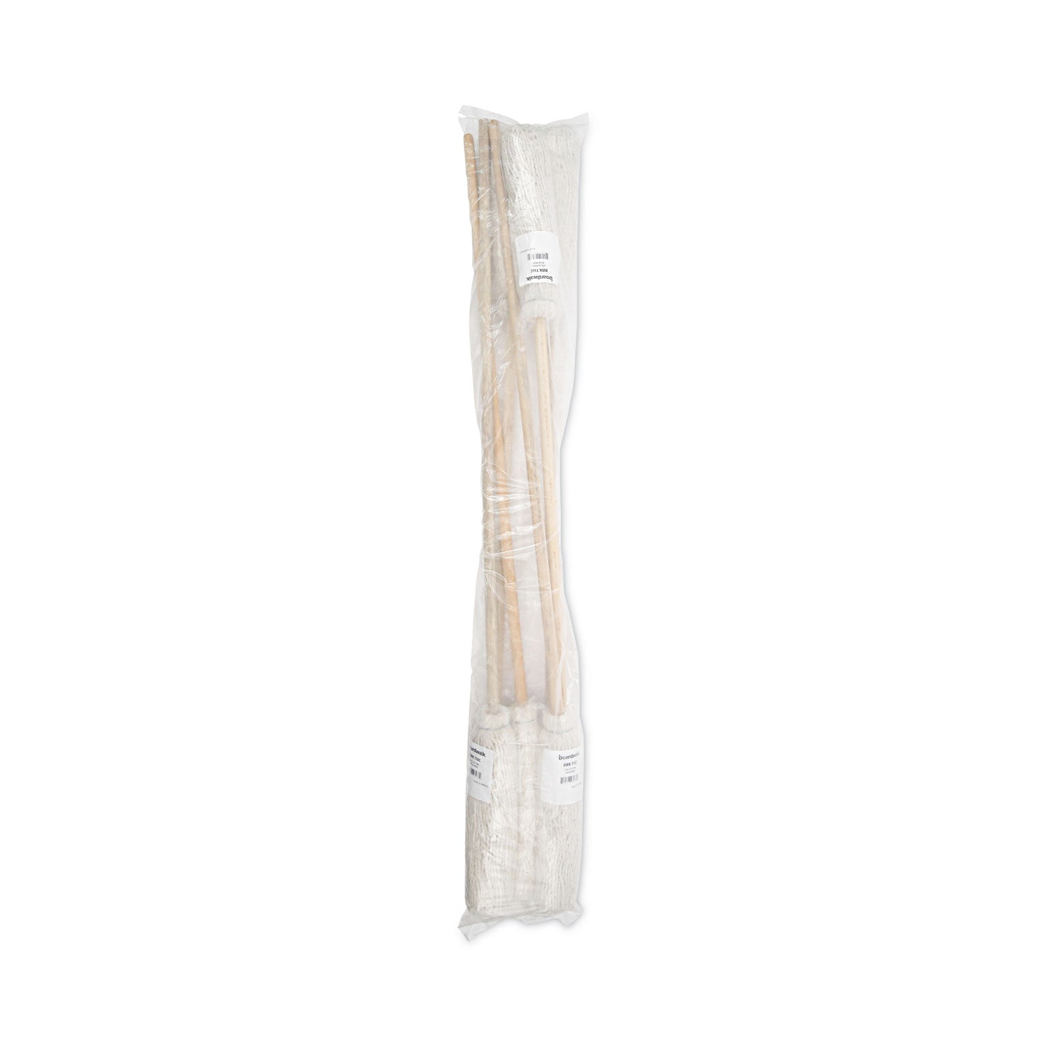 Boardwalk® Handle/Deck Mops, #16 White Cotton Head, 48" Natural Wood Handle