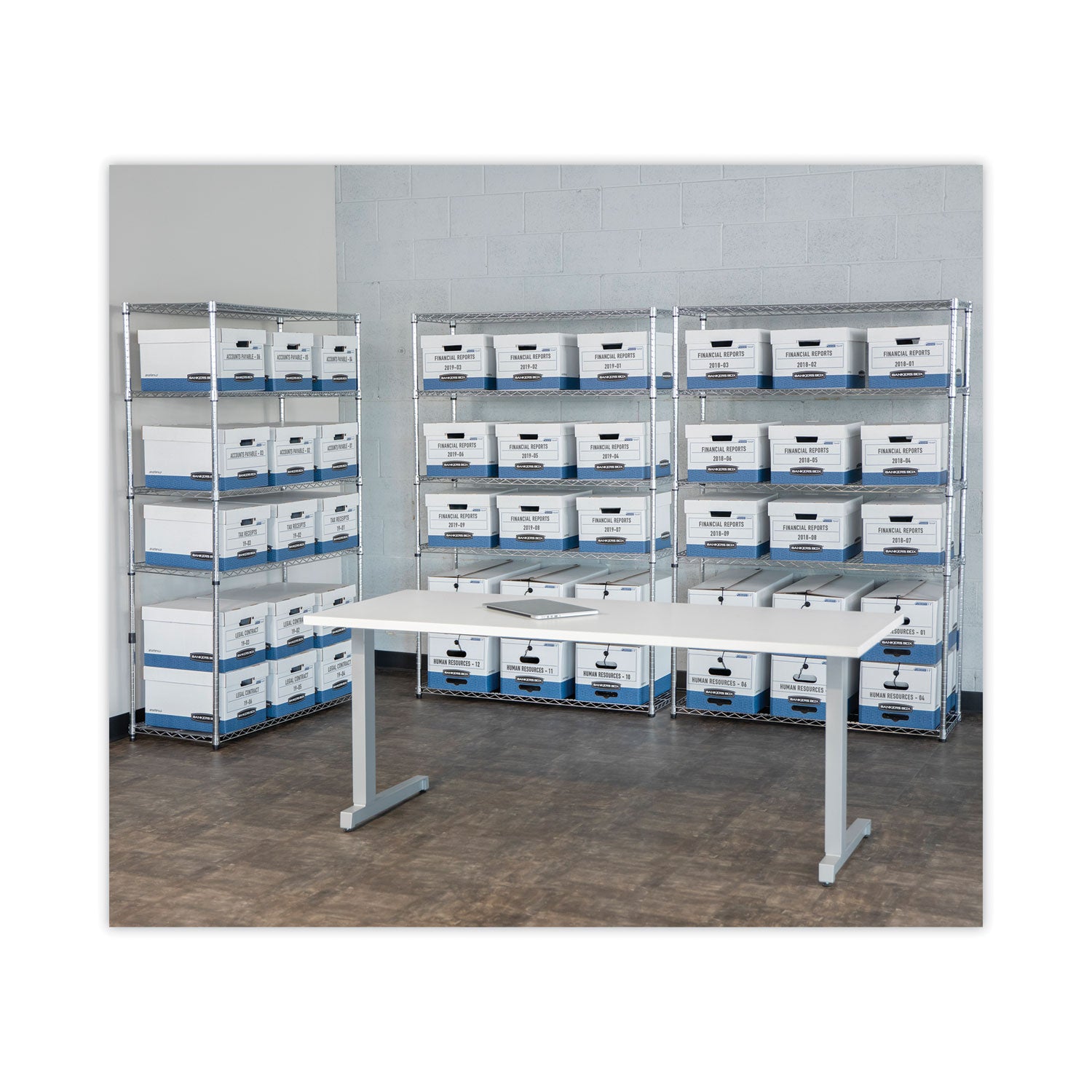 Bankers Box® Stor/file Medium-Duty Letter/legal Storage Boxes, Letter/legal Files, 12.75" X 16.5" X 10.5", White/blue, 12/carton