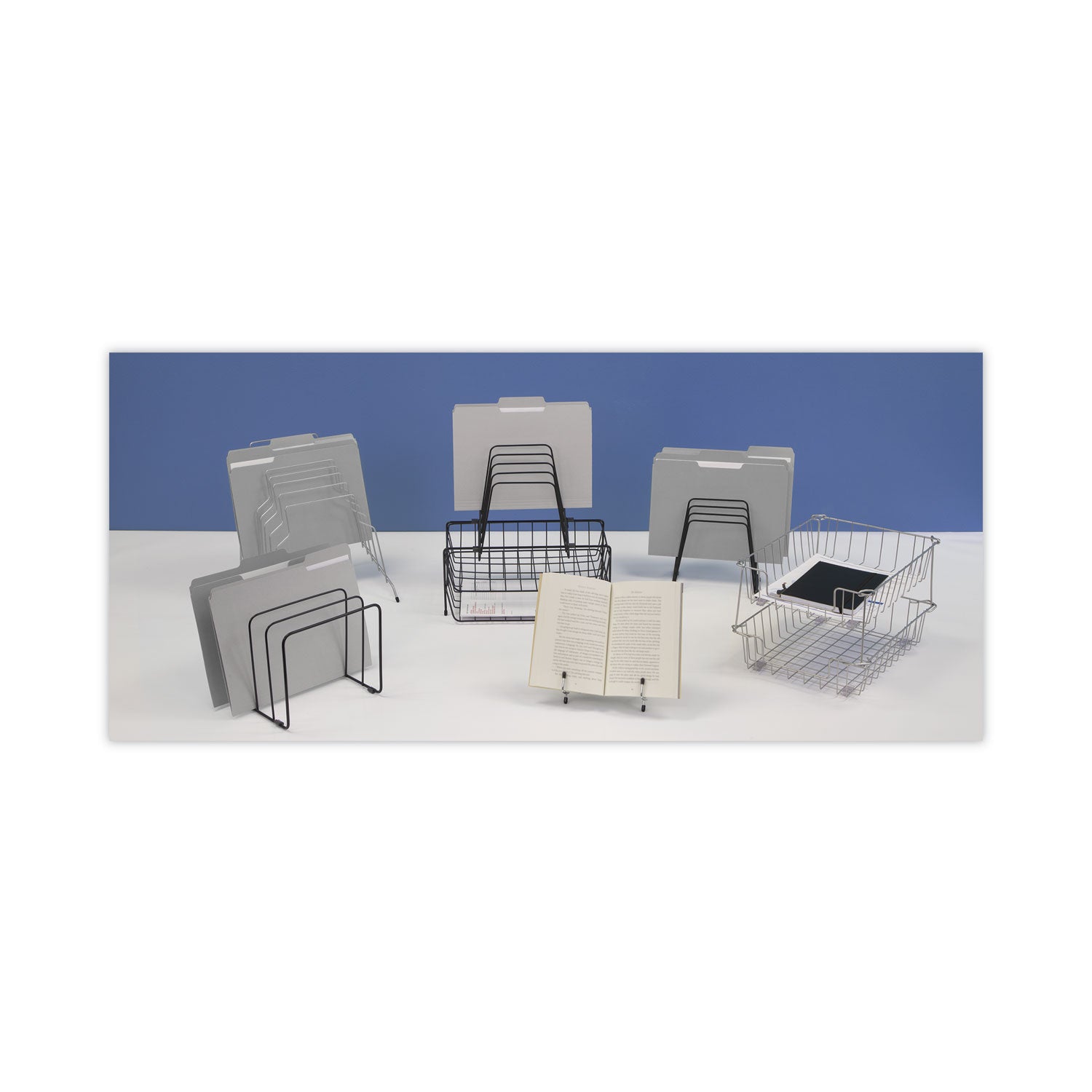 Fellowes® Wire Desktop Organizer, 11 Sections, Letter To Legal Size Files, 9" X 11.38" X 8", Black